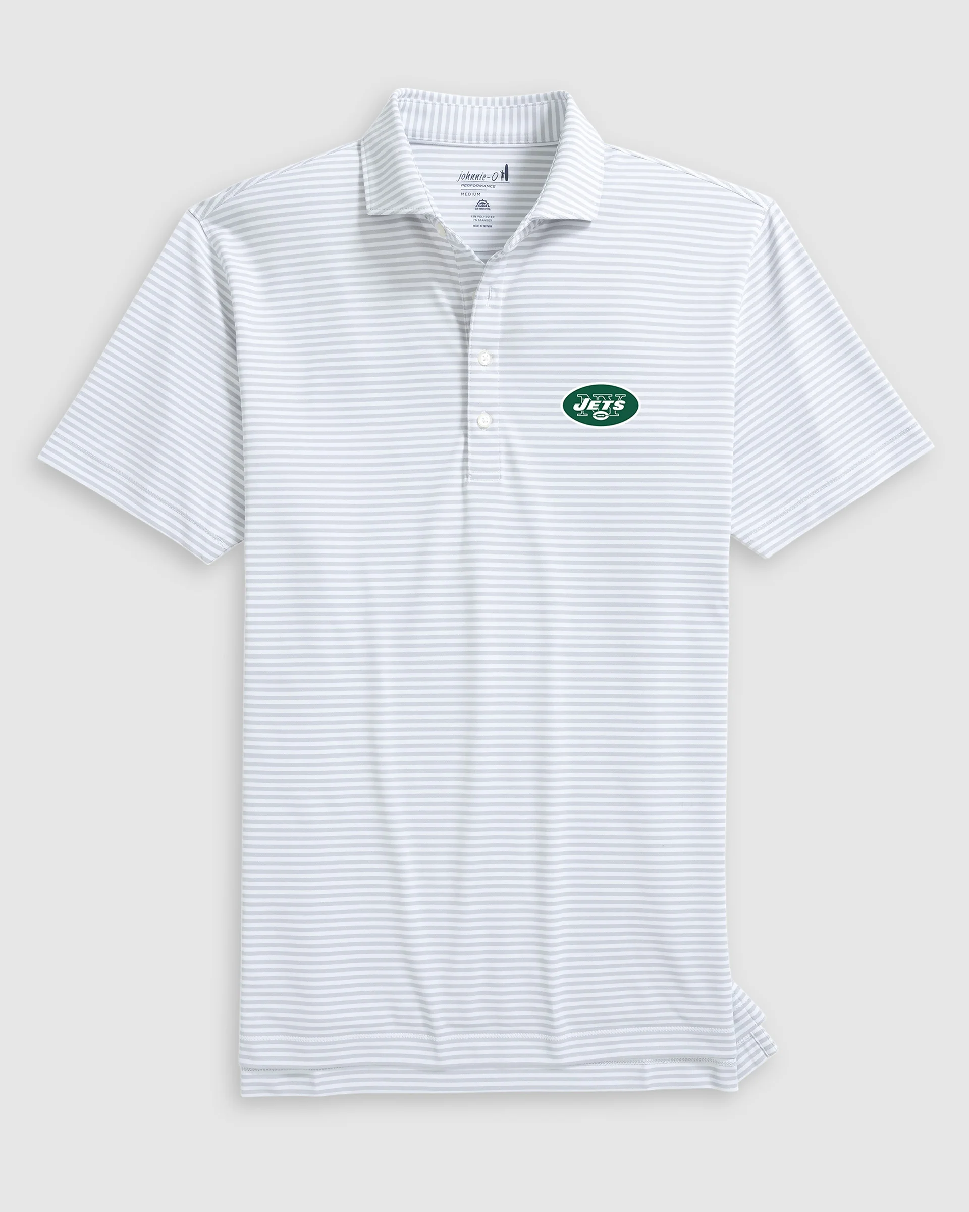 New York Jets Stetsons Striped Performance Mesh Polo - Classic Logo - Image 3