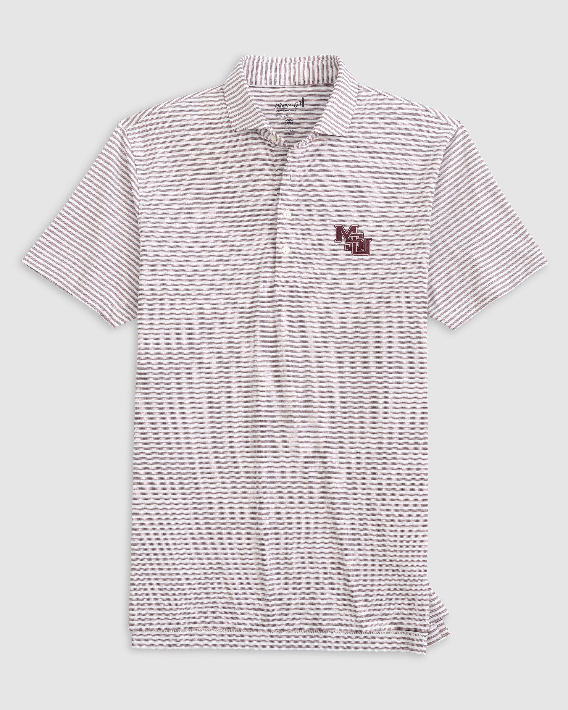 Mississippi State Stetsons Striped Performance Mesh Polo - Vault Logo - Image 2