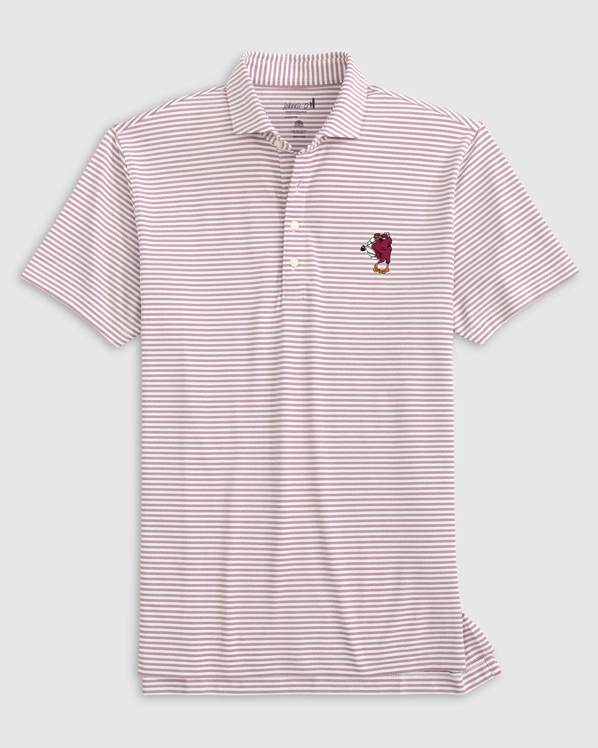Virginia Tech Stetsons Striped Performance Mesh Polo - Mascot Logo - Image 2