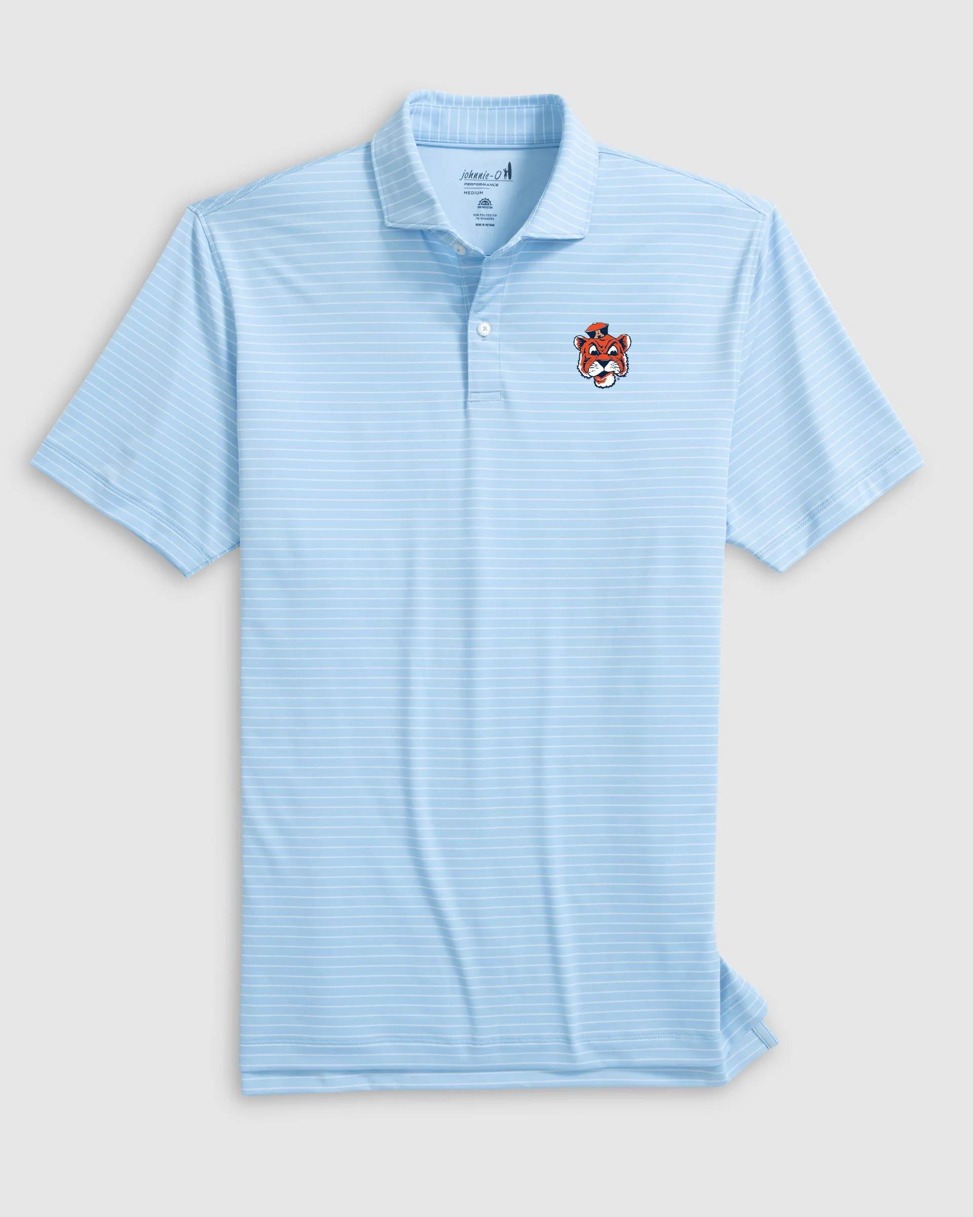 Auburn University Beau Striped Performance Jersey Polo - Vault Logo