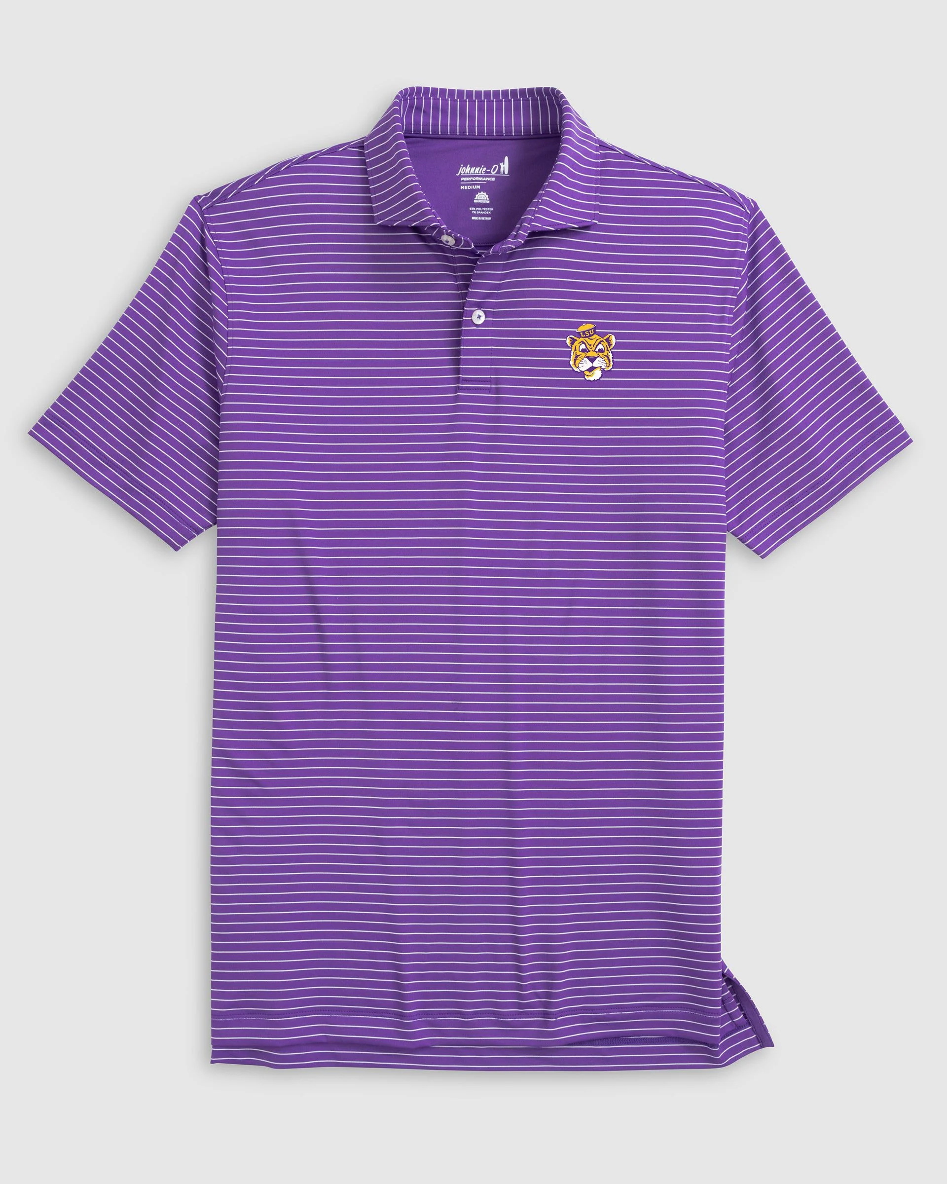 Louisiana State Beau Striped Performance Jersey Polo - Vault Logo - Image 2