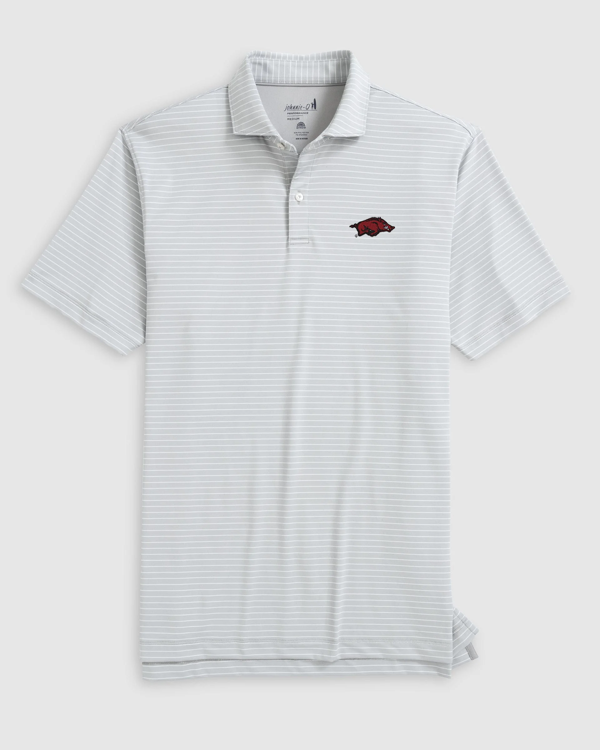 University of Arkansas Beau Striped Performance Jersey Polo - Image 4
