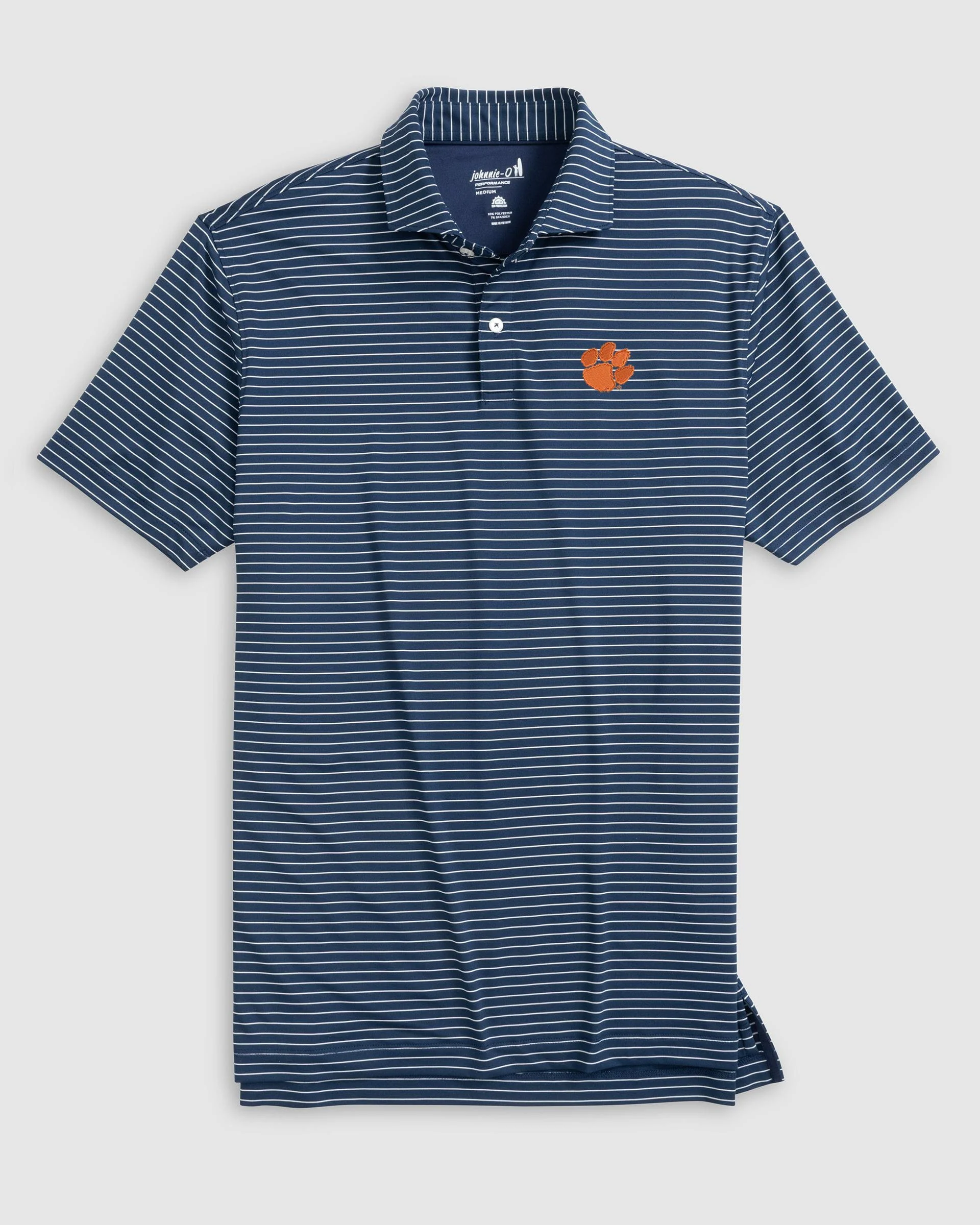 Clemson University Beau Striped Performance Jersey Polo - Image 2