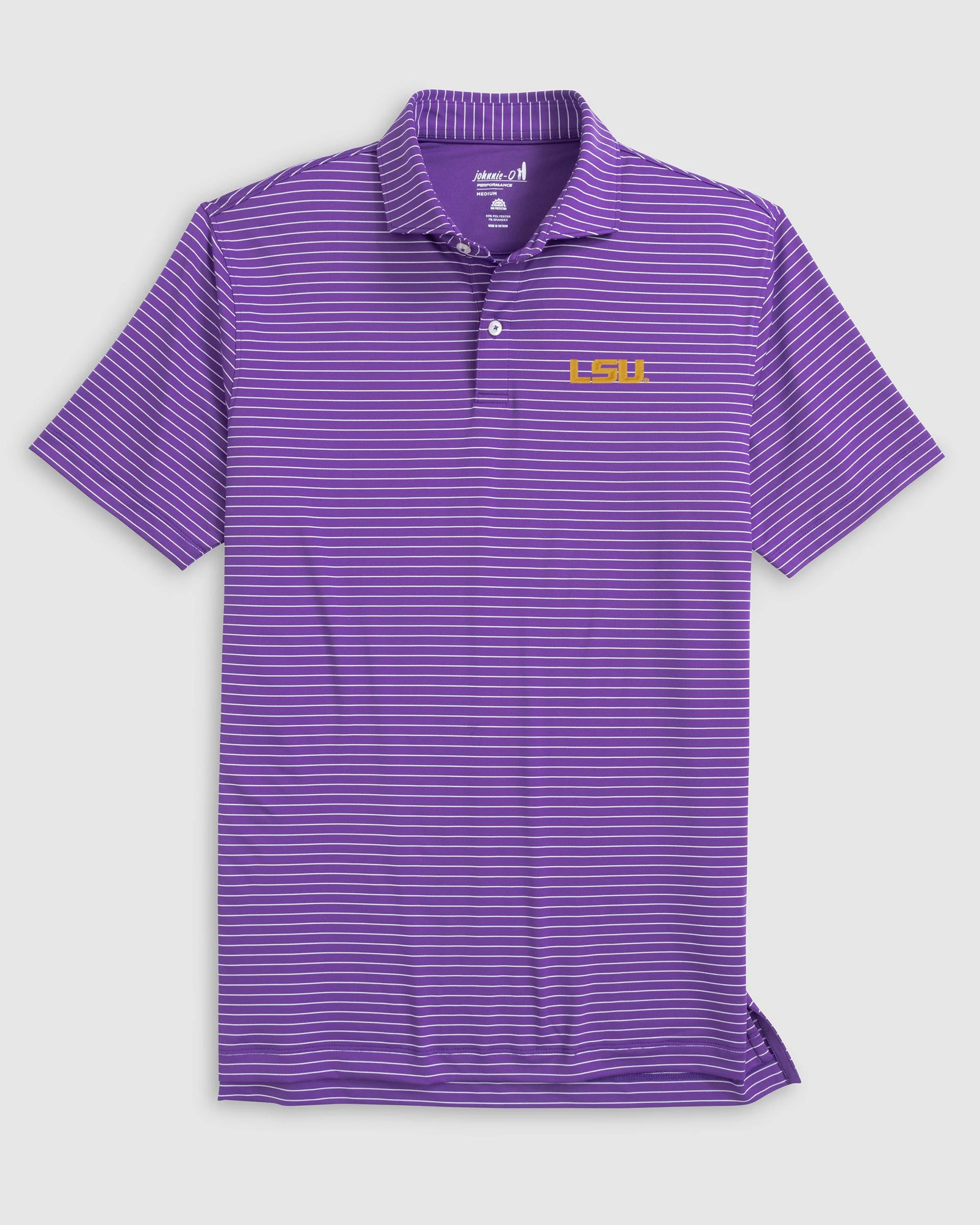 Louisiana State Beau Striped Performance Jersey Polo - Image 2