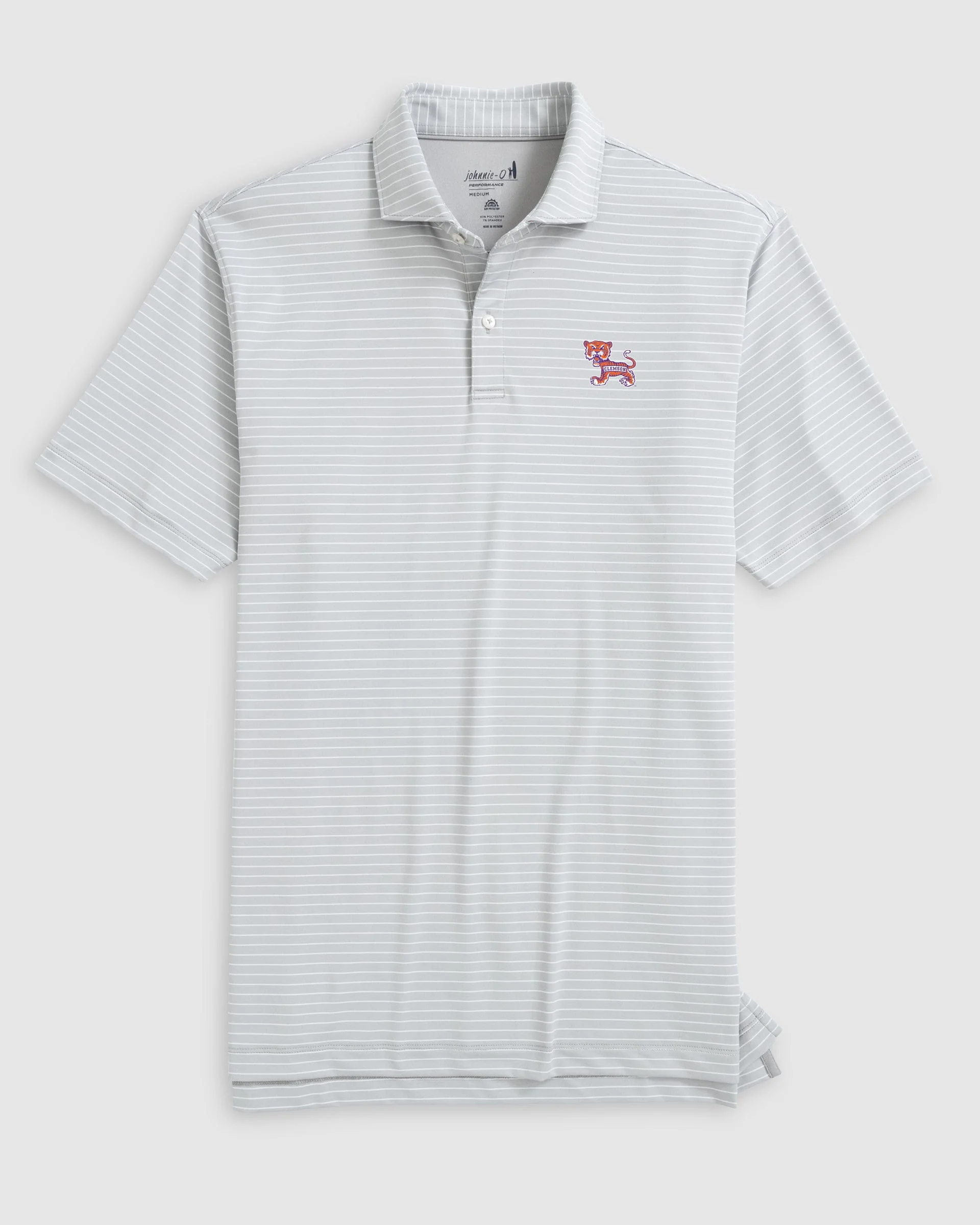 Clemson University Beau Striped Performance Jersey Polo - Vault Logo - Image 5