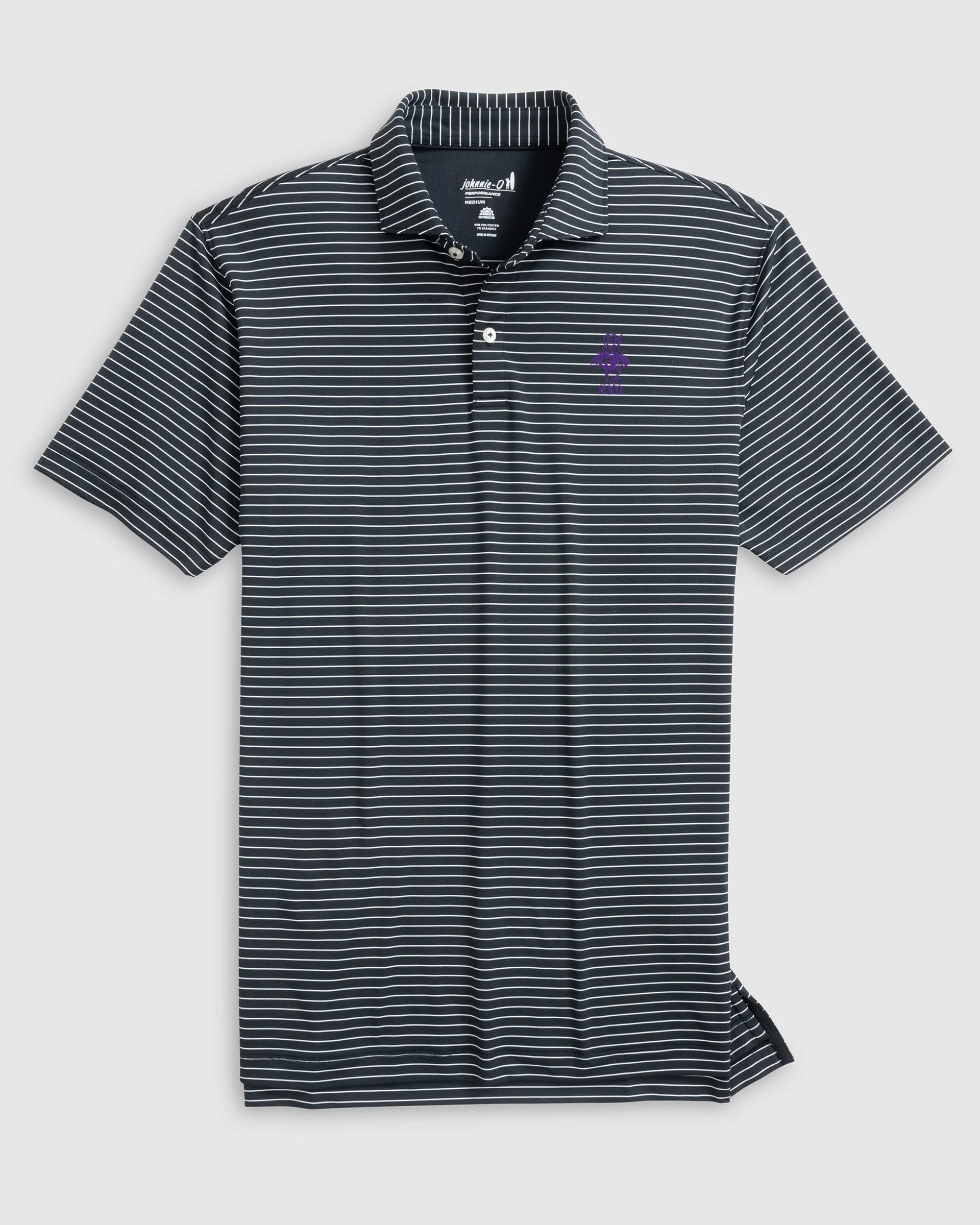 Kansas State Beau Striped Performance Jersey Polo - Vault Logo