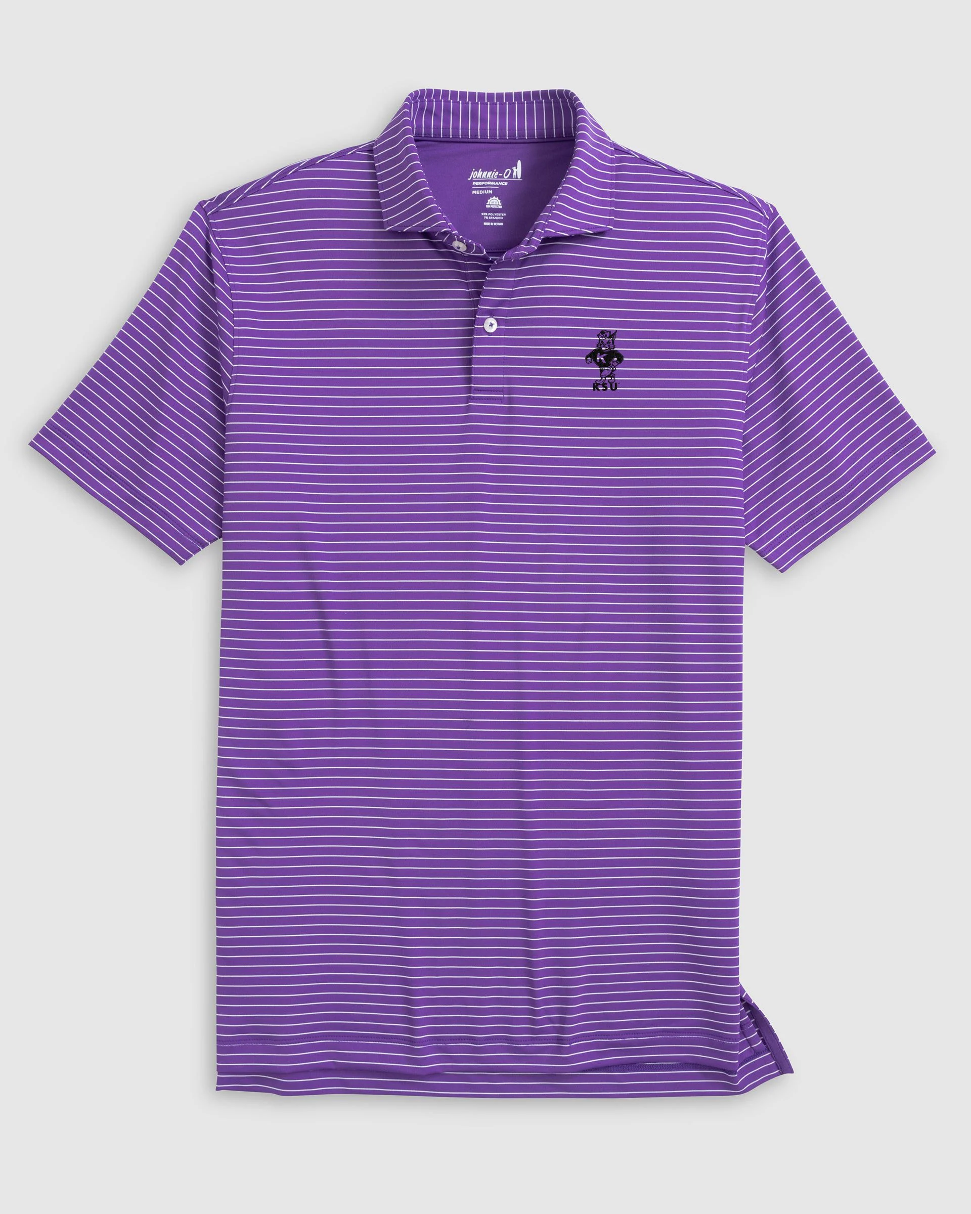 Kansas State Beau Striped Performance Jersey Polo - Vault Logo - Image 2