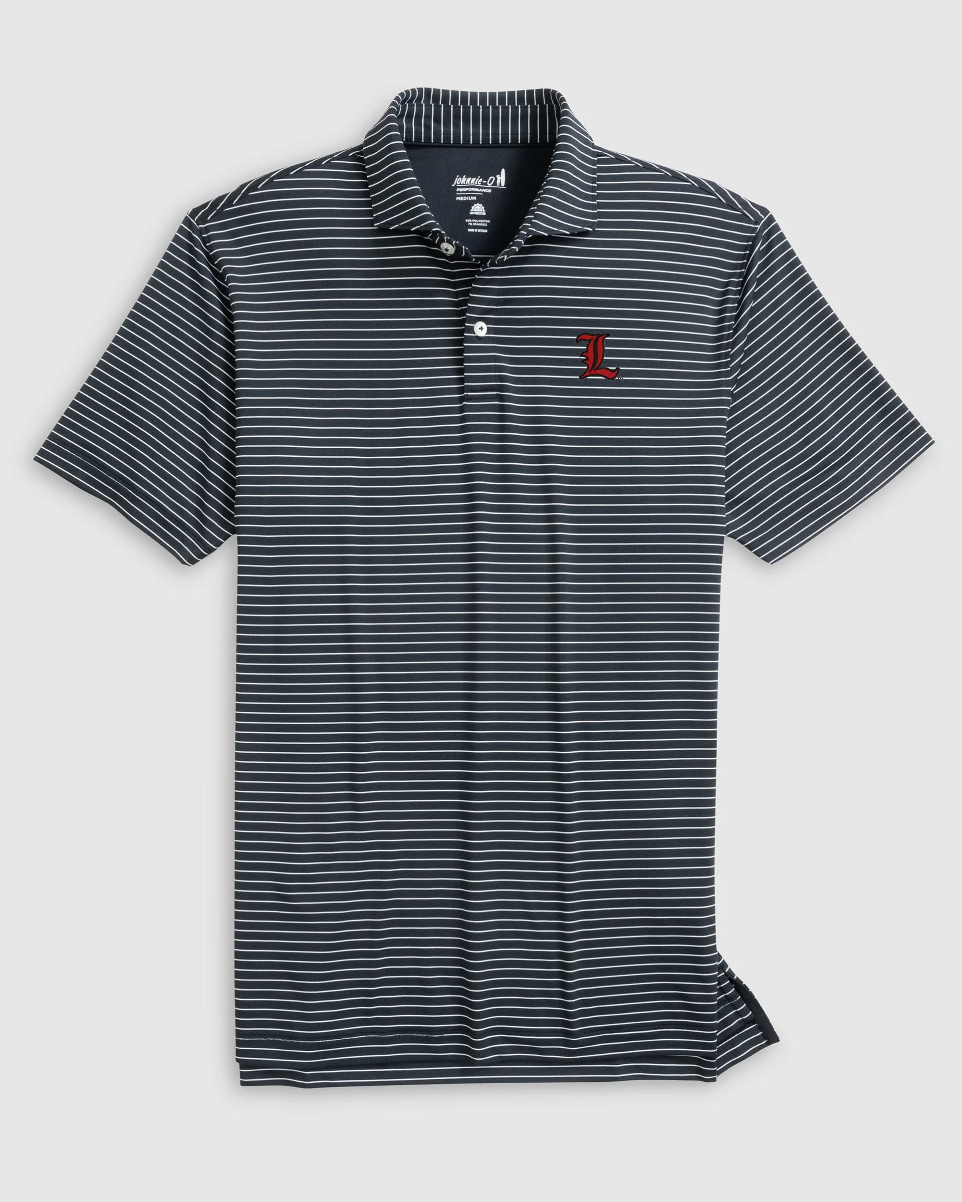Louisville Beau Striped Performance Jersey Polo - L Logo