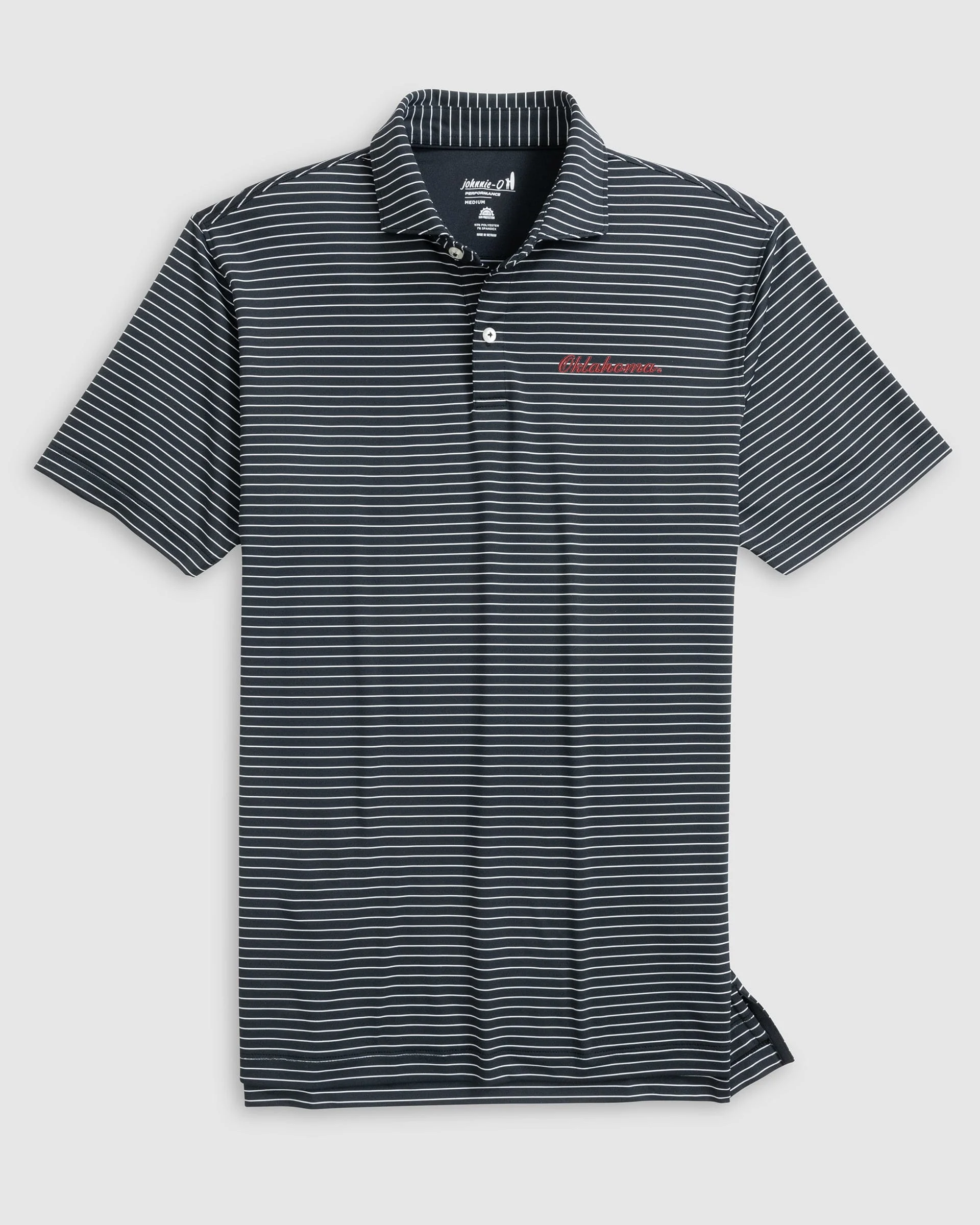 Oklahoma Beau Striped Performance Jersey Polo - Script Logo