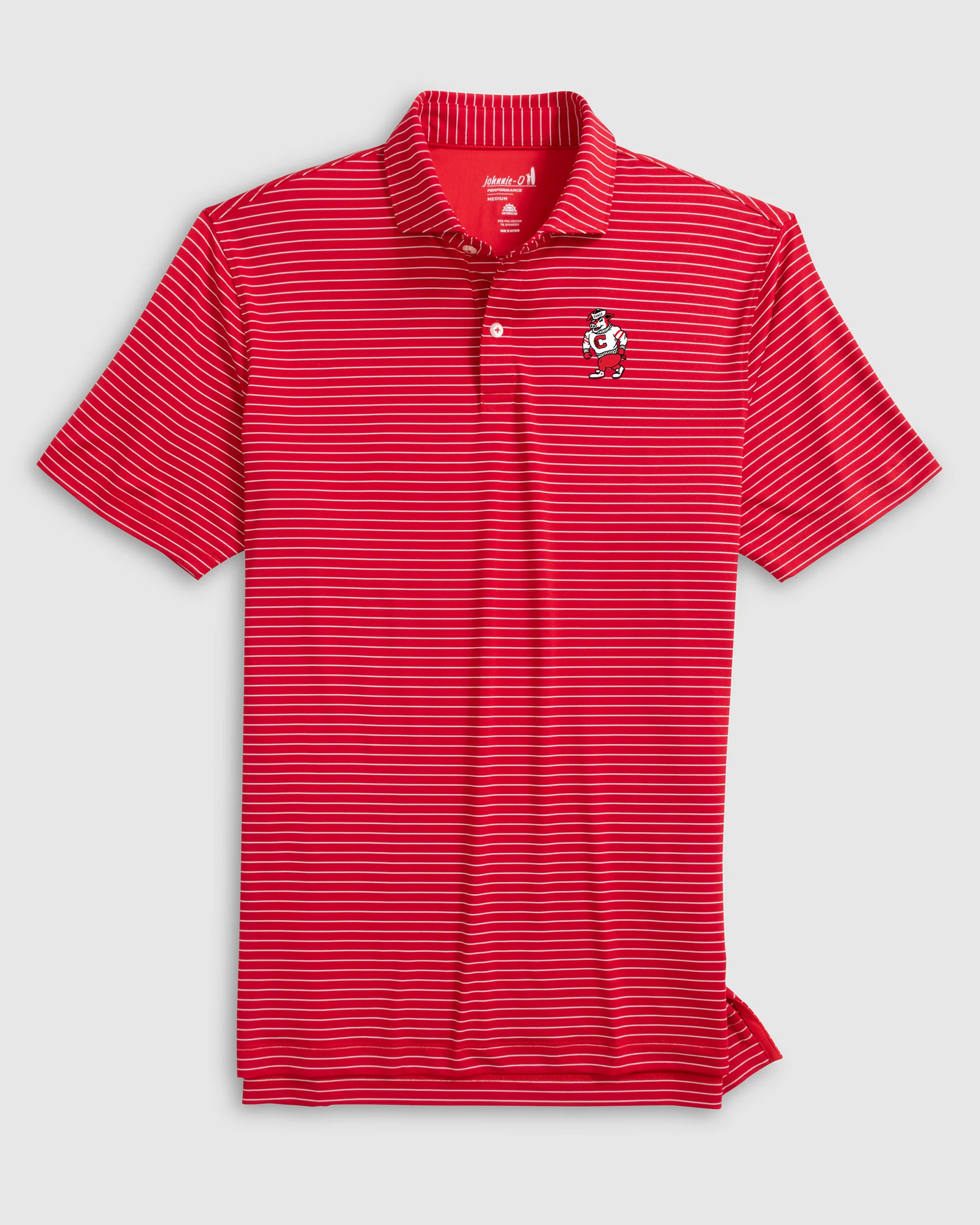 Carolina Hurricanes Beau Striped Performance Jersey Polo - Struttin' Stormy Logo