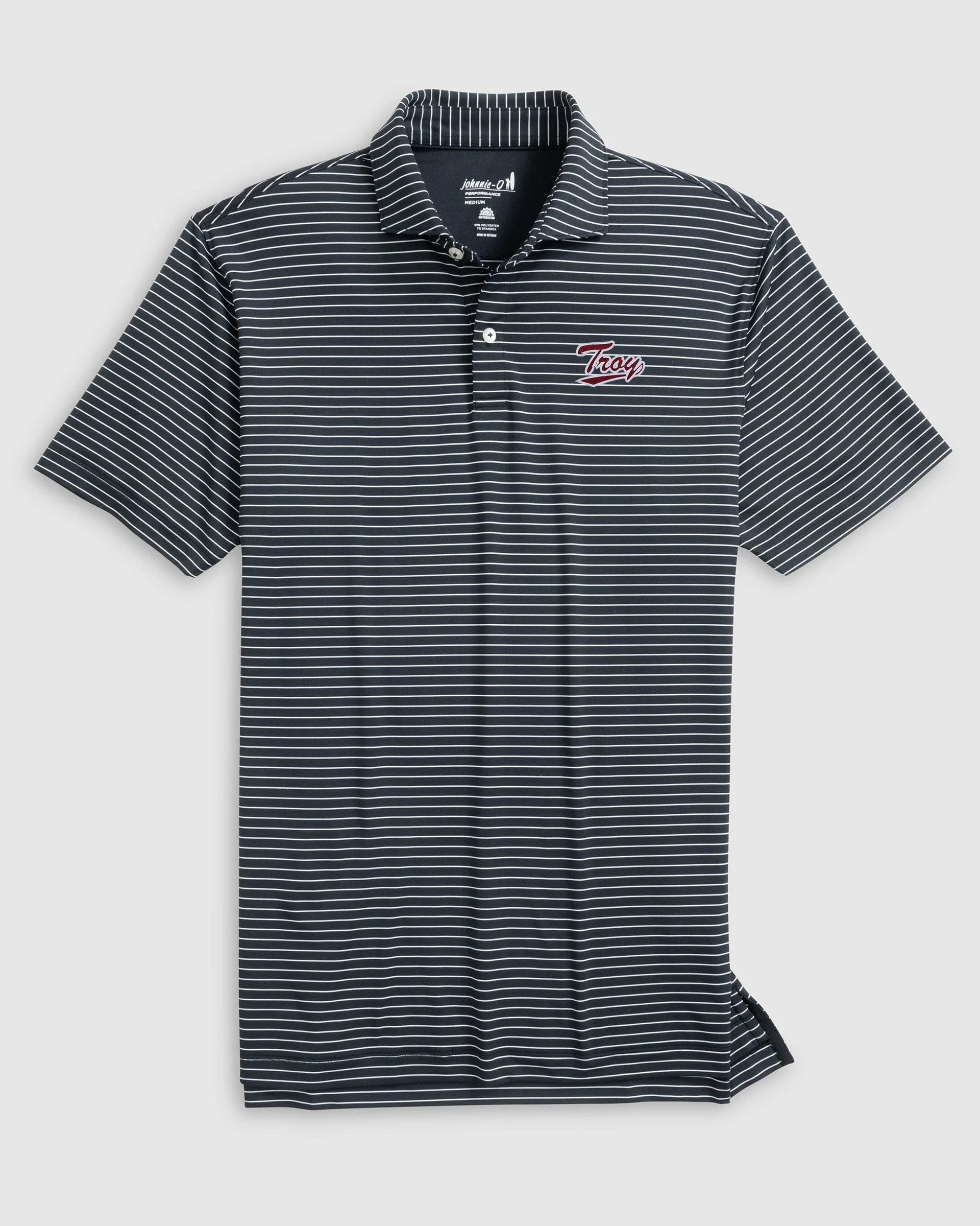 Troy Beau Striped Performance Jersey Polo - Script Logo