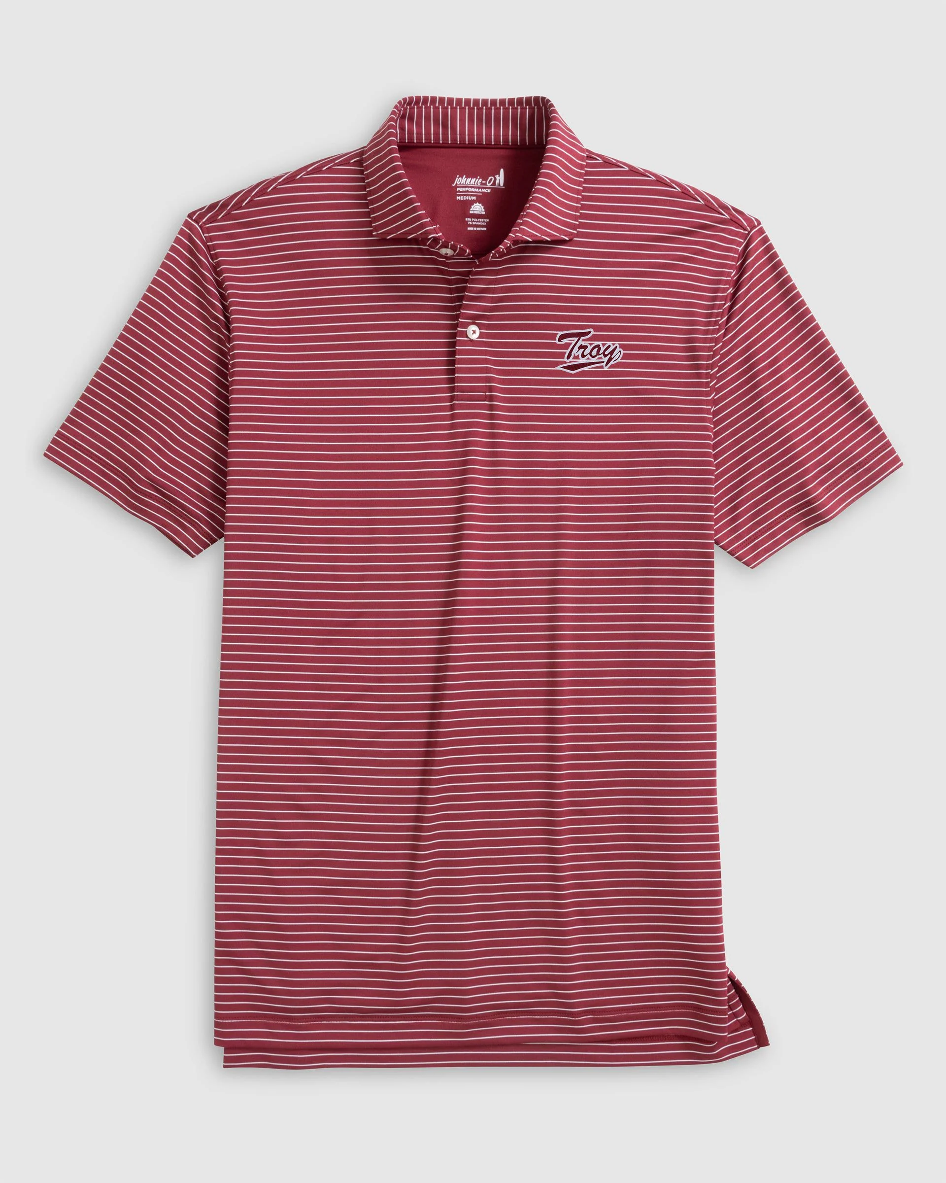 Troy Beau Striped Performance Jersey Polo - Script Logo - Image 2