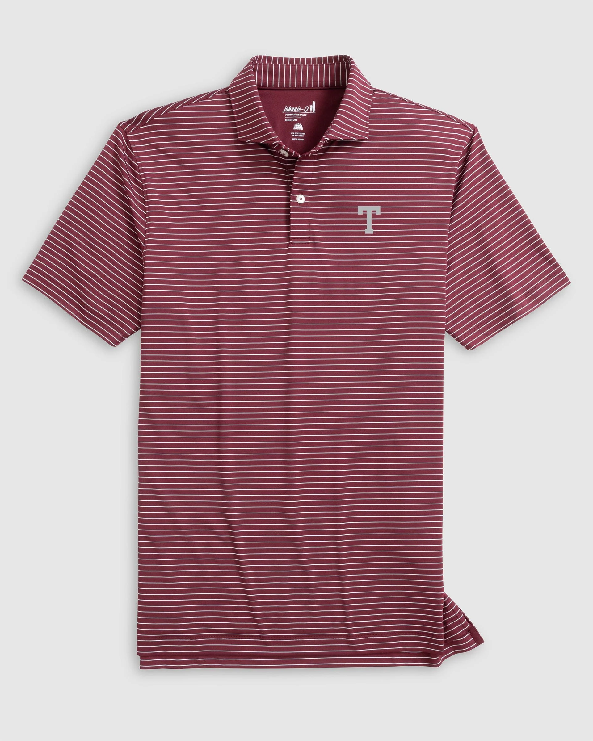 Texas A&M Beau Striped Performance Jersey Polo - Vault Logo - Image 2