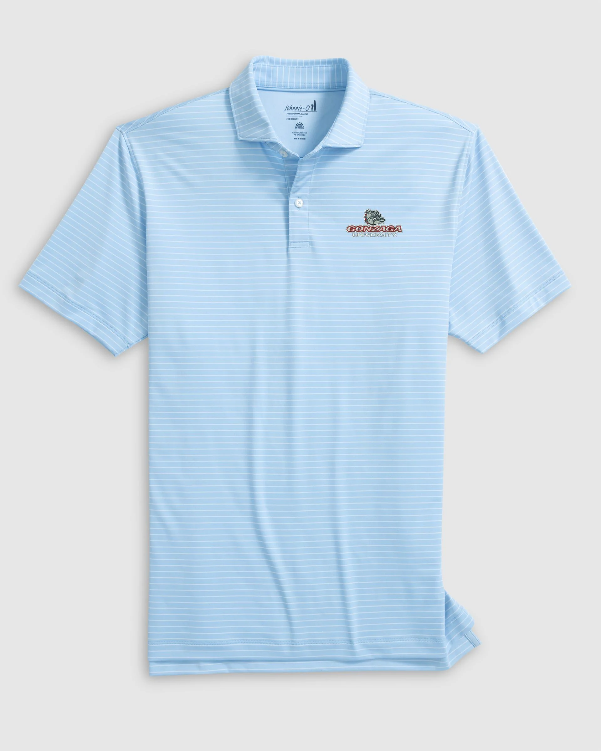 Gonzaga Beau Striped Performance Jersey Polo - Script Logo