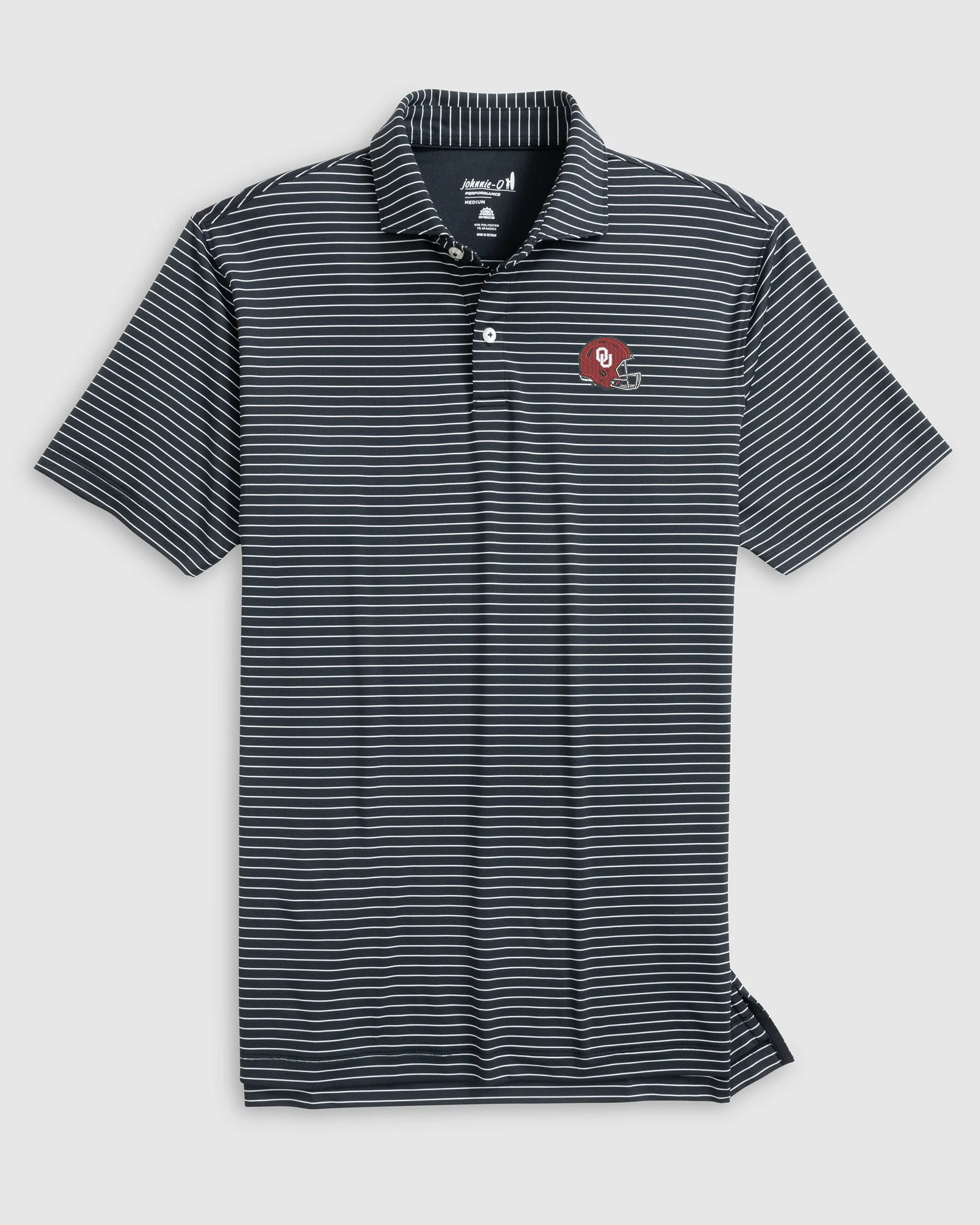 Oklahoma Beau Striped Performance Jersey Polo - Helmet Logo