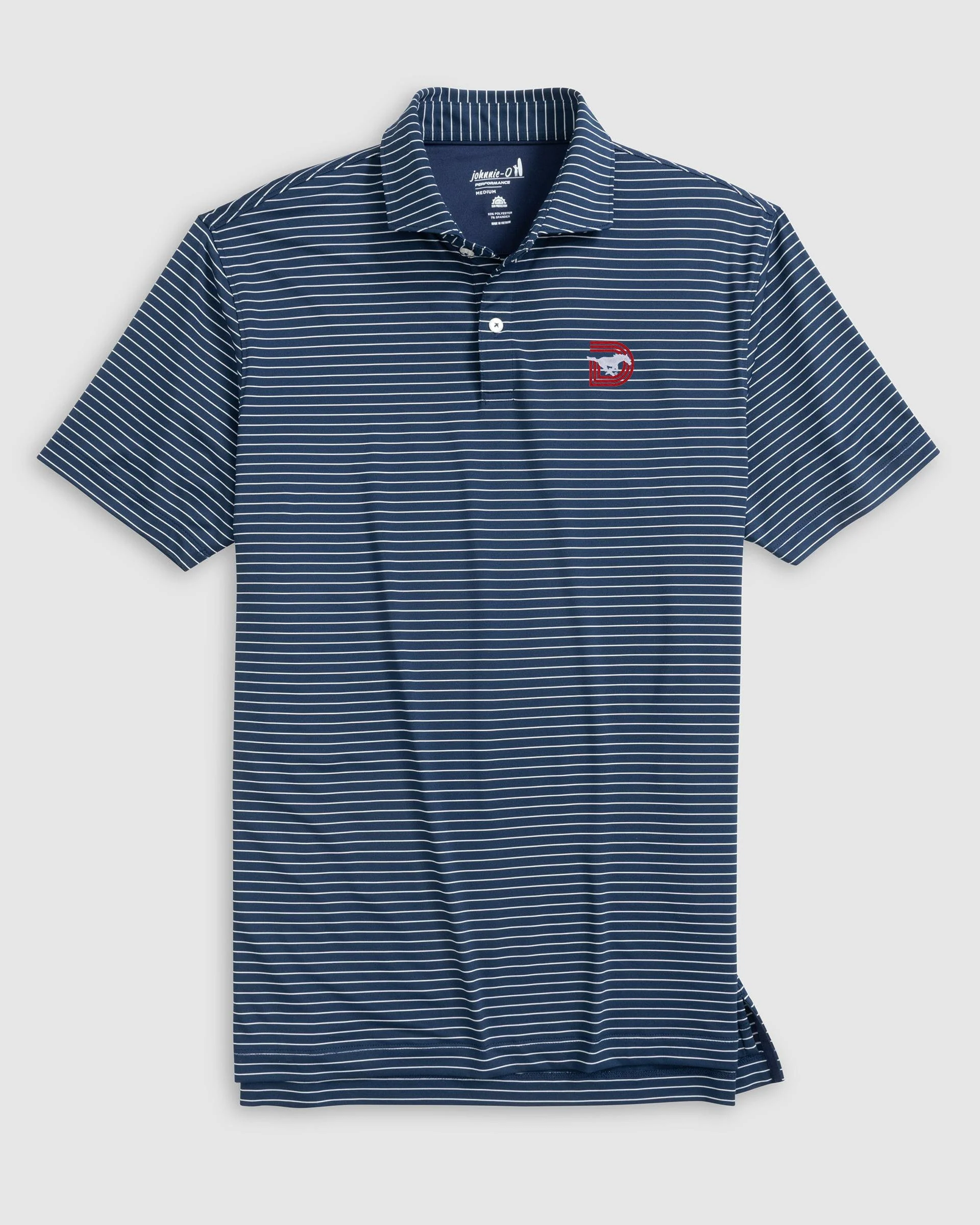 Southern Methodist Beau Striped Performance Jersey Polo - Triple D Logo - Image 3