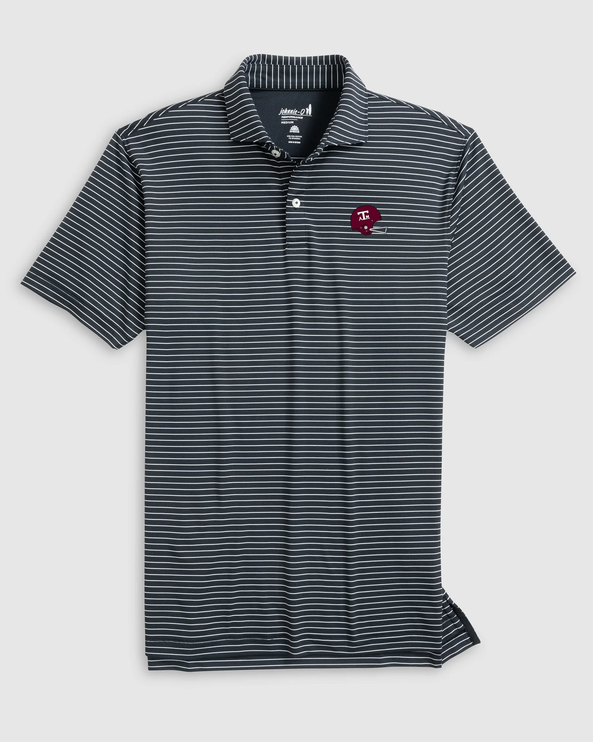 Texas A&M Beau Striped Performance Jersey Polo - Helmet Logo
