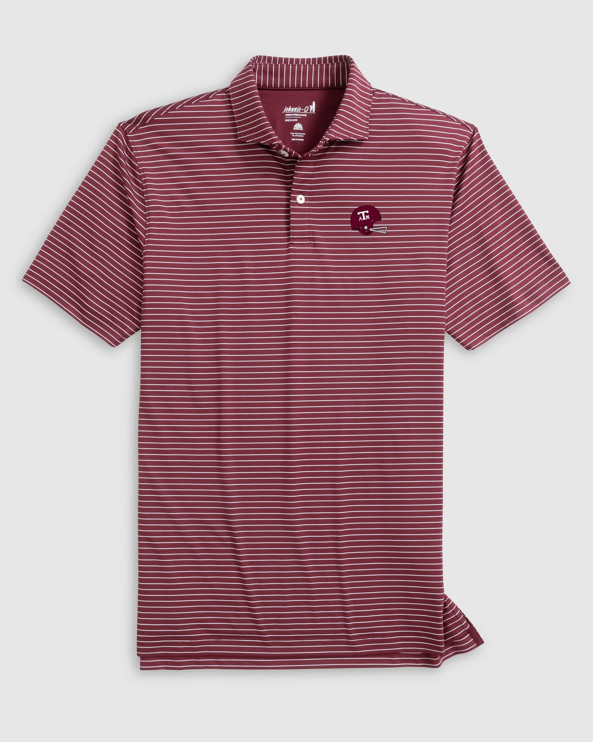 Texas A&M Beau Striped Performance Jersey Polo - Helmet Logo - Image 2