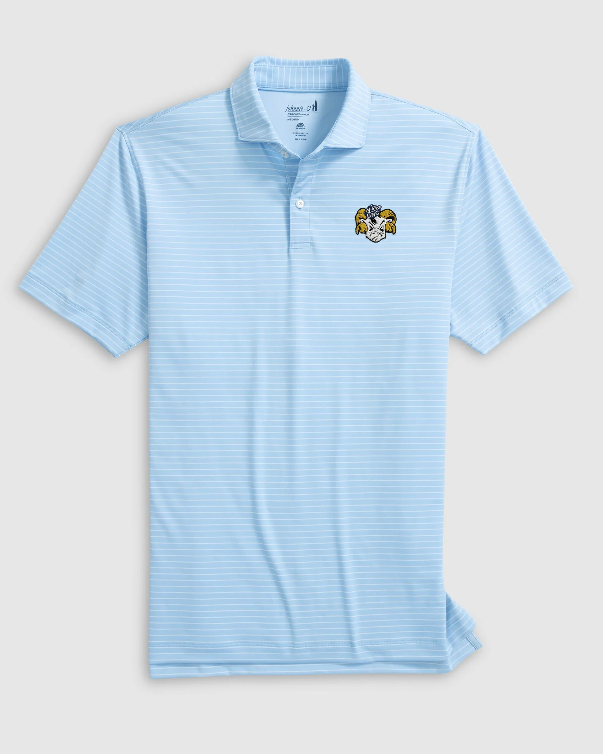 University of North Carolina Beau Striped Performance Jersey Polo - Vault Logo - Image 2