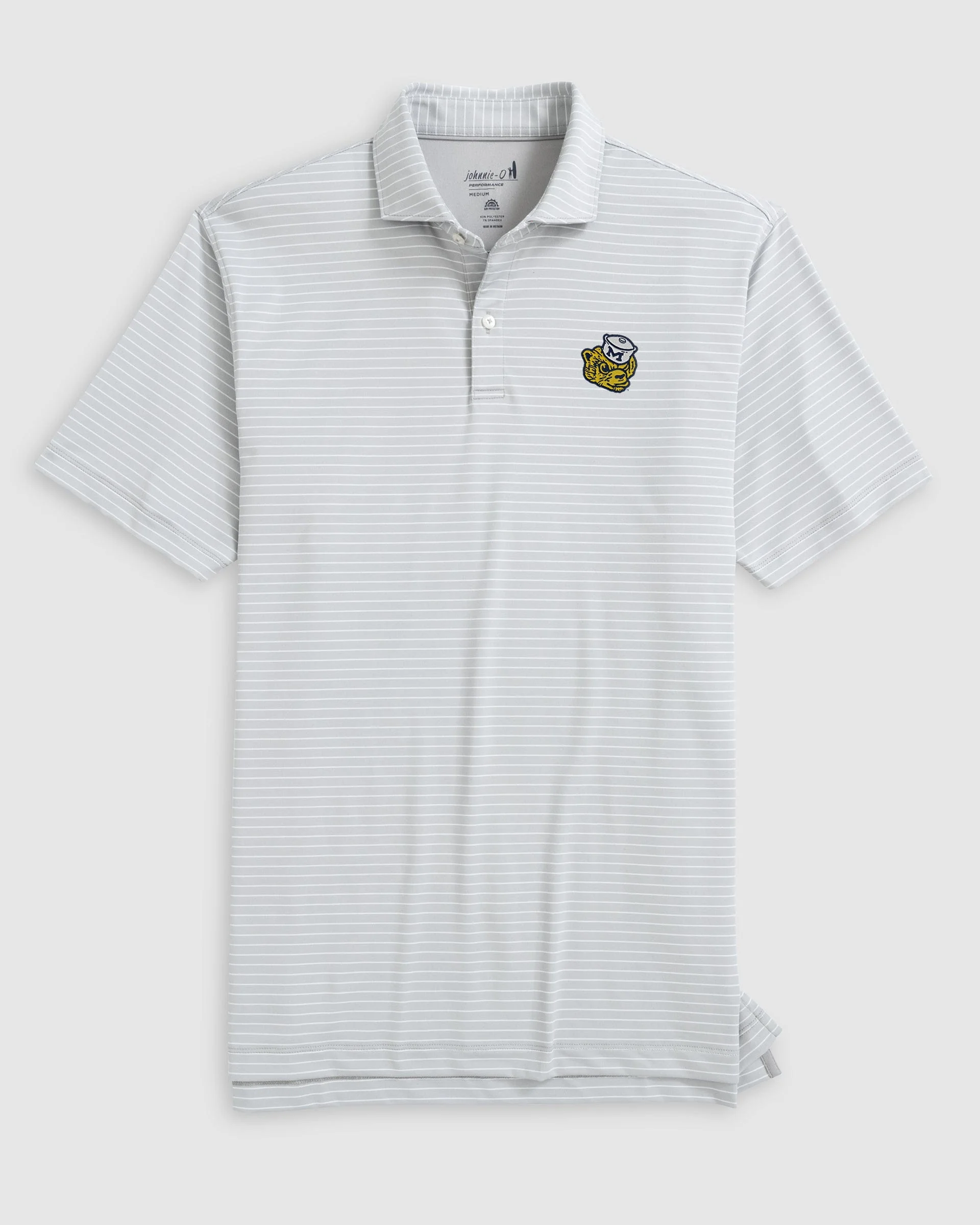 Michigan Beau Striped Performance Jersey Polo - Vault Logo - Image 2