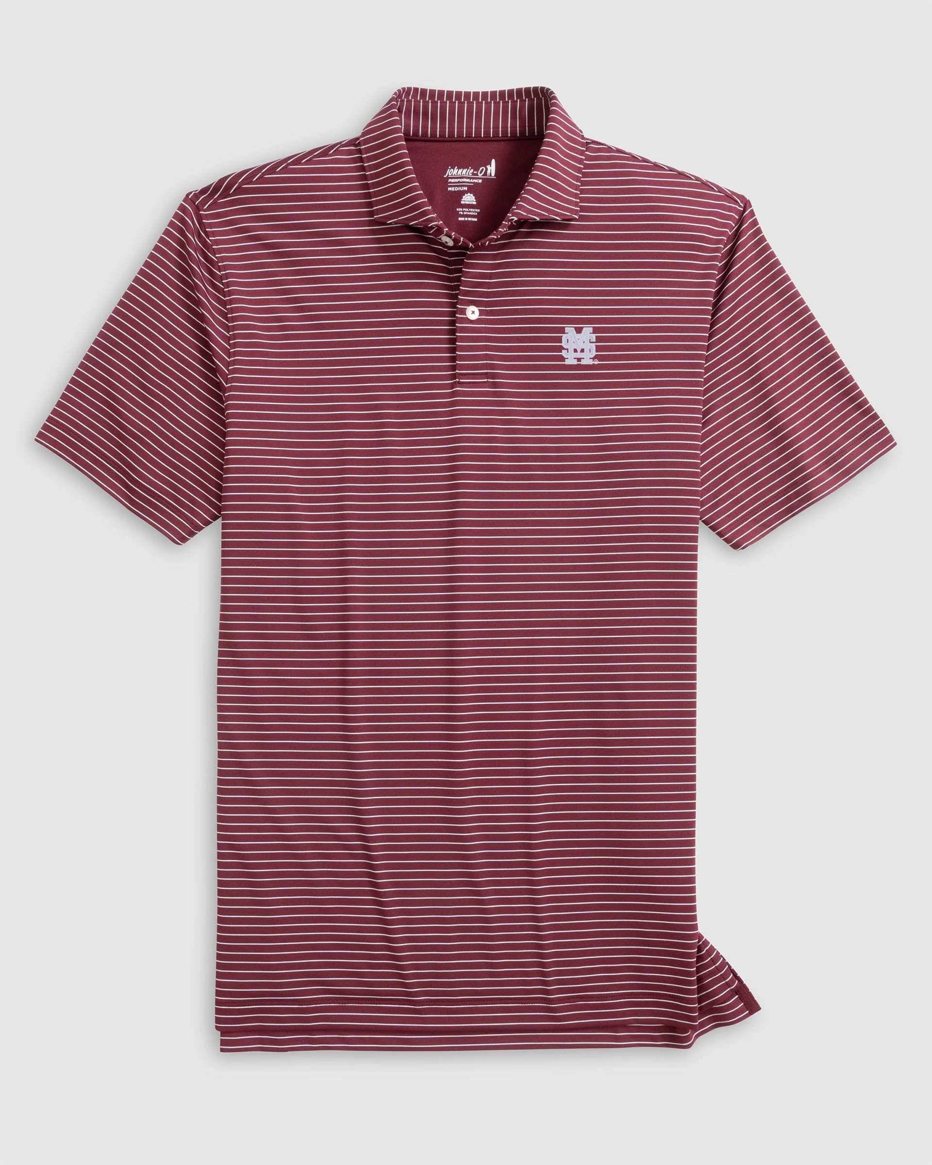 Mississippi State Beau Striped Performance Jersey Polo - Baseball Logo - Image 2