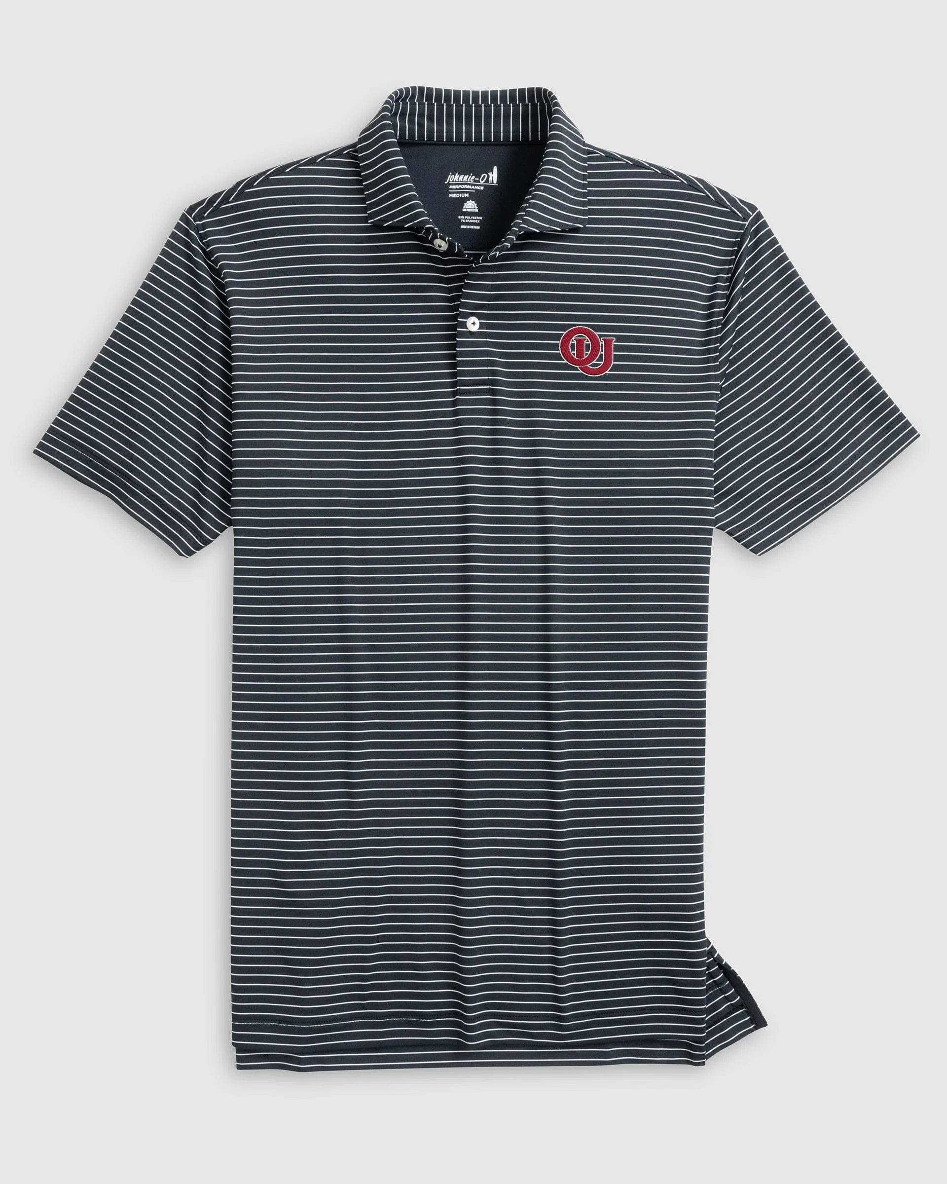 Oklahoma Beau Striped Performance Jersey Polo - Vault Logo