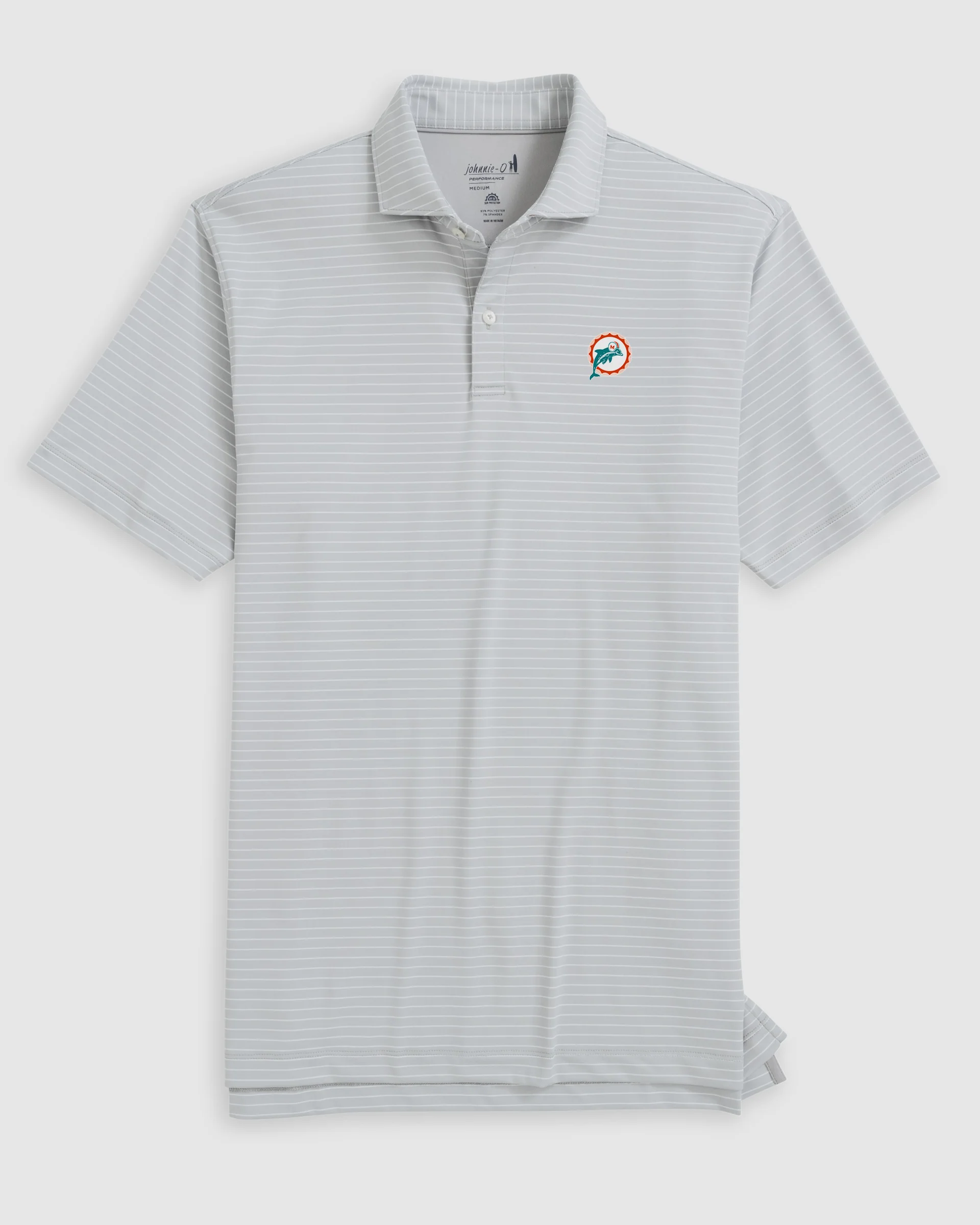 Miami Dolphins Beau Striped Performance Jersey Polo - Classic Logo - Image 2