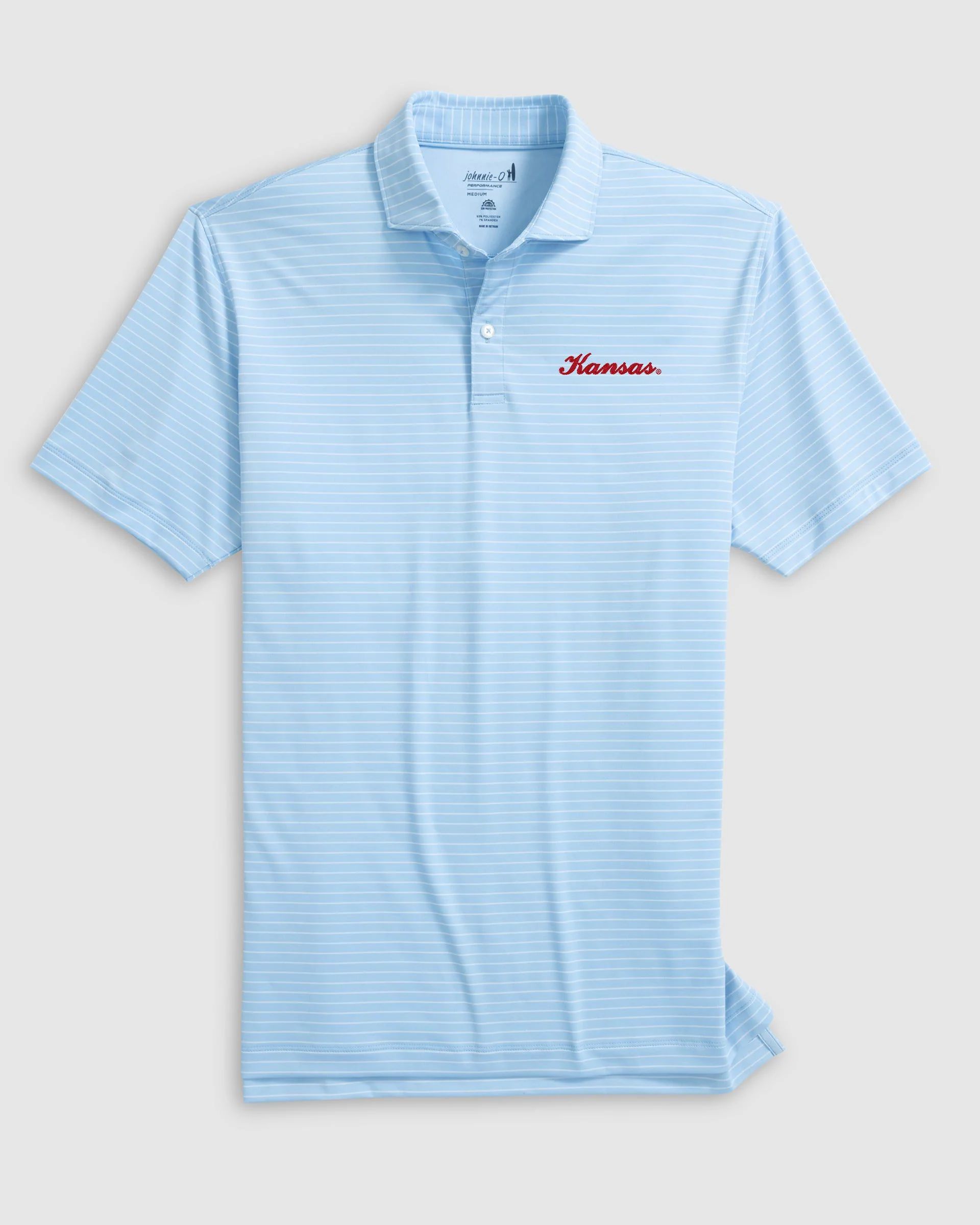 Kansas Beau Striped Performance Jersey Polo - Script Logo - Image 2