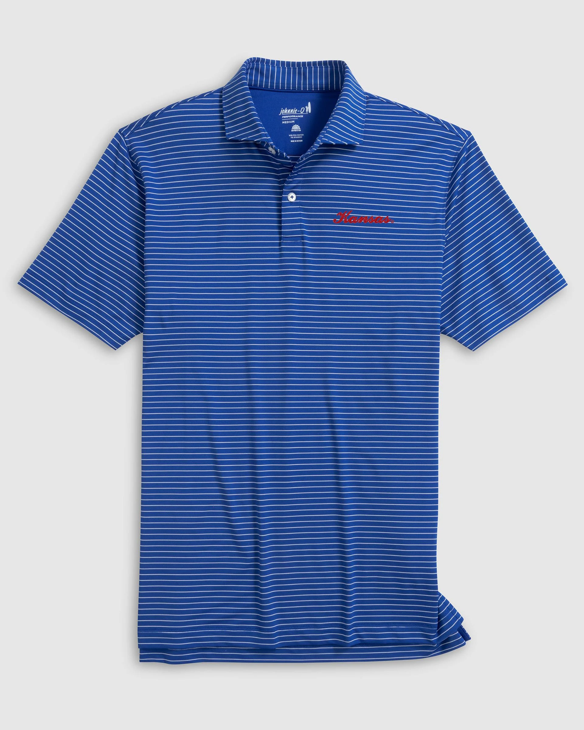 Kansas Beau Striped Performance Jersey Polo - Script Logo - Image 5
