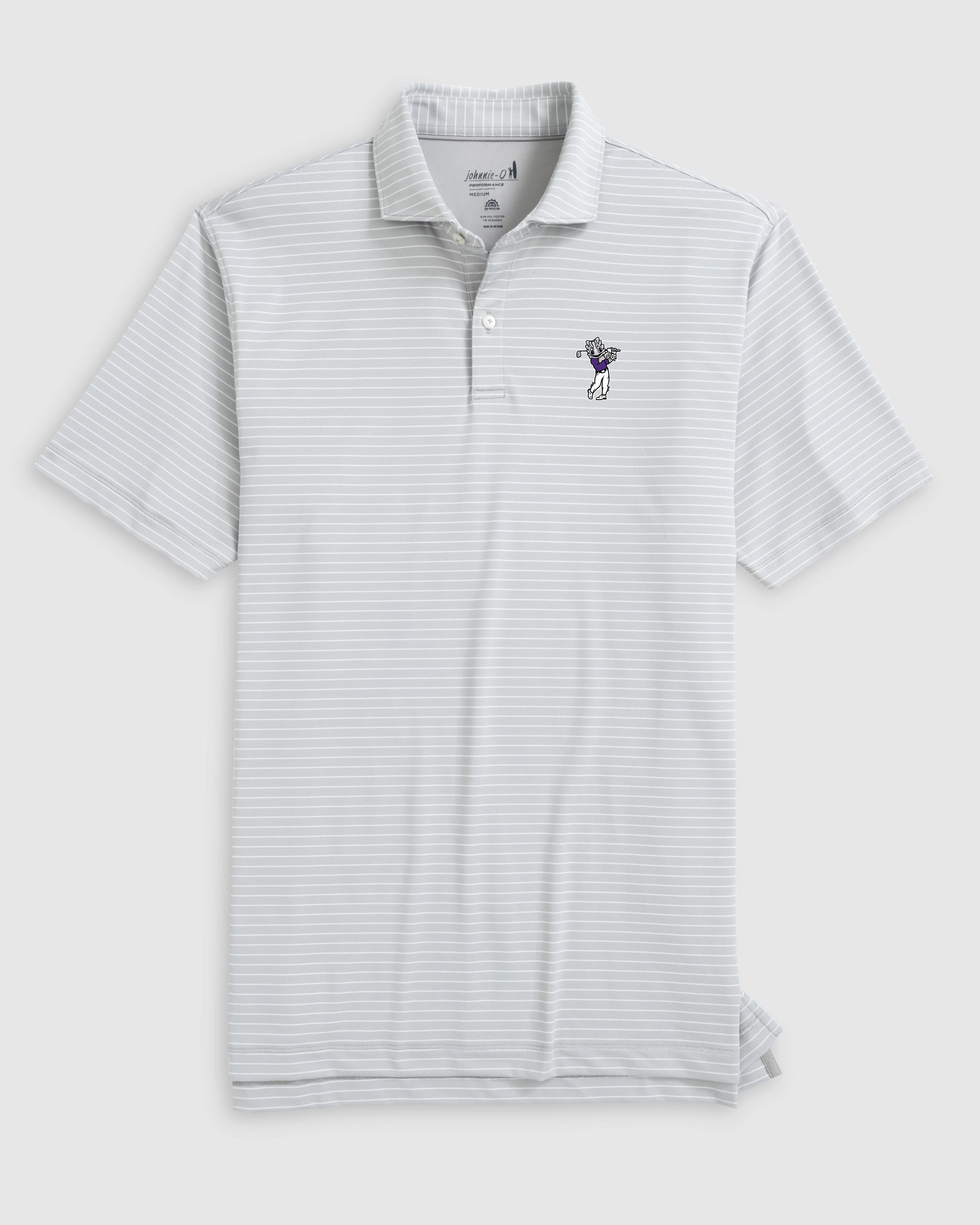 Texas Christian Beau Striped Performance Jersey Polo - Golf Logo - Image 3