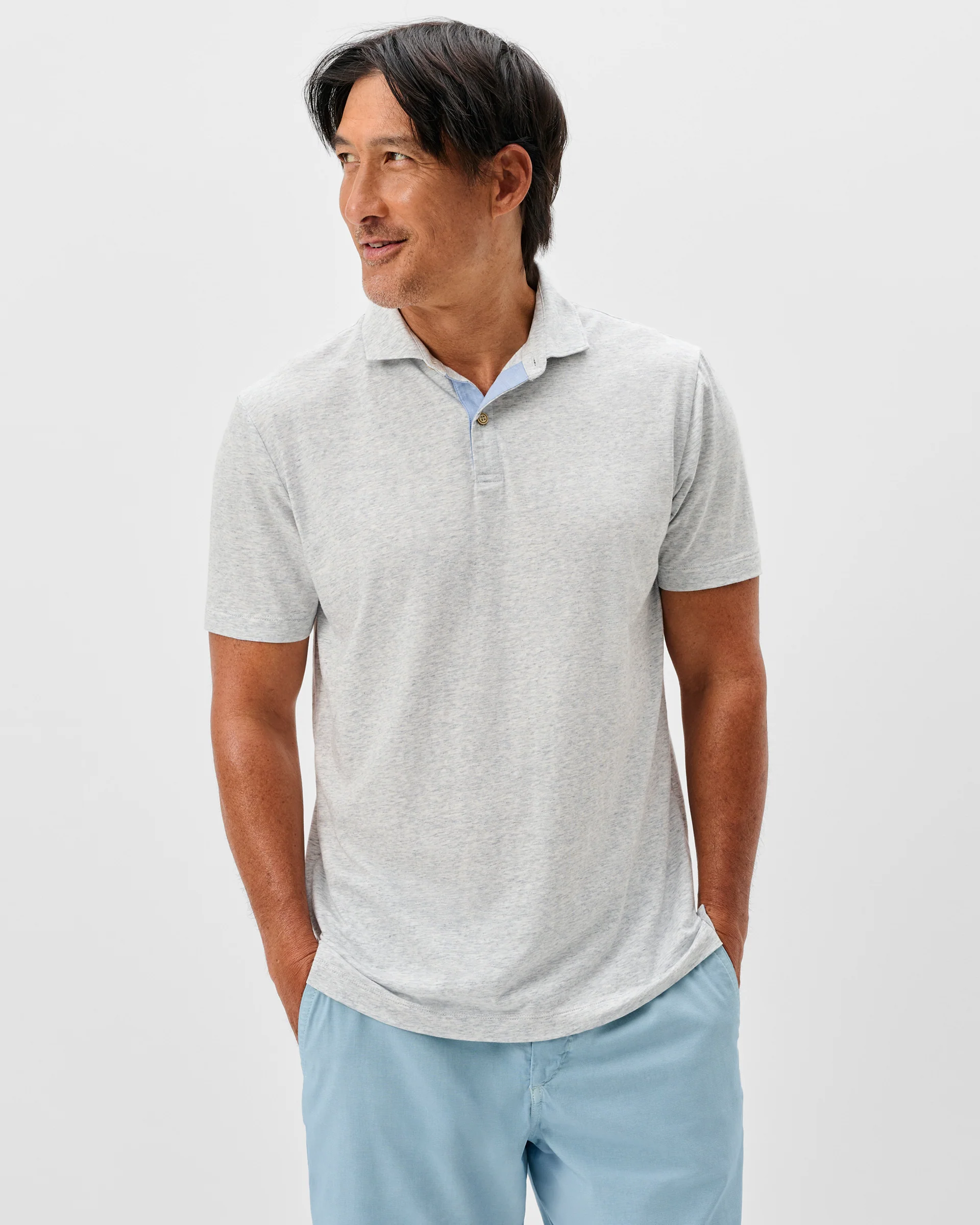 Slub Cotton Blend Polo - Starnes Heathered