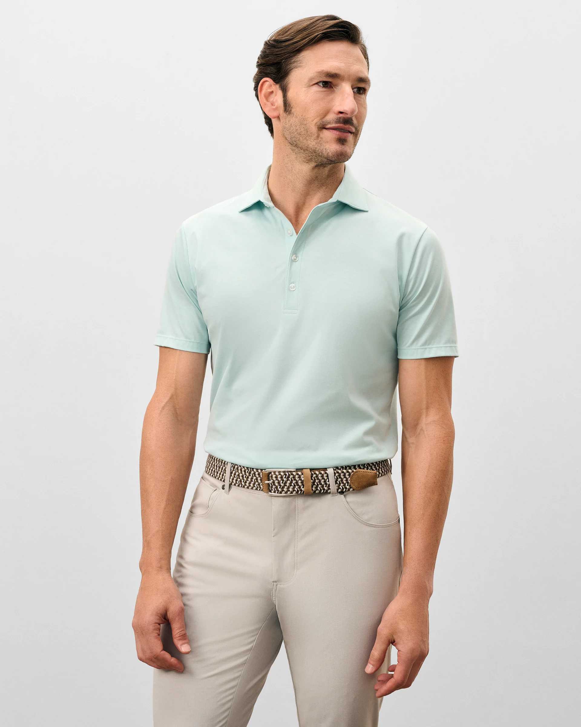 Fine Pique Knit 4-Button Polo - Elba Solid