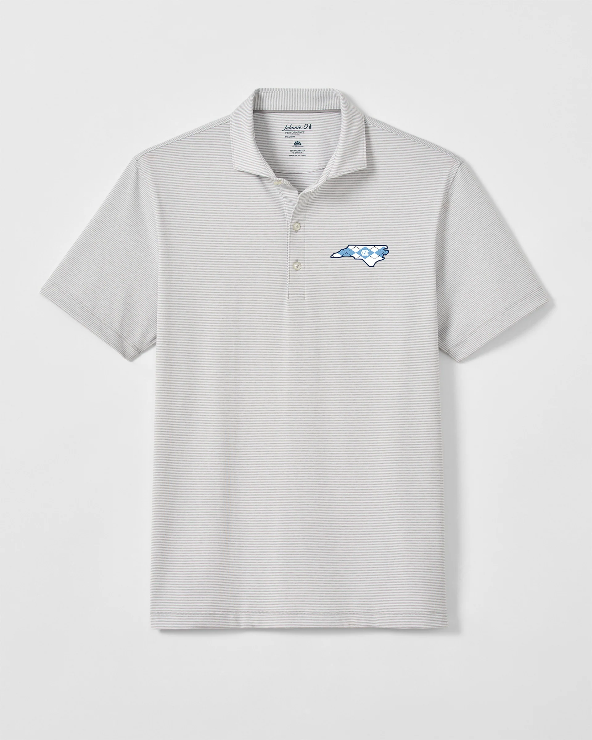 University of North Carolina Lyndonn Striped Jersey Performance Polo - Argyle Logo - Image 2