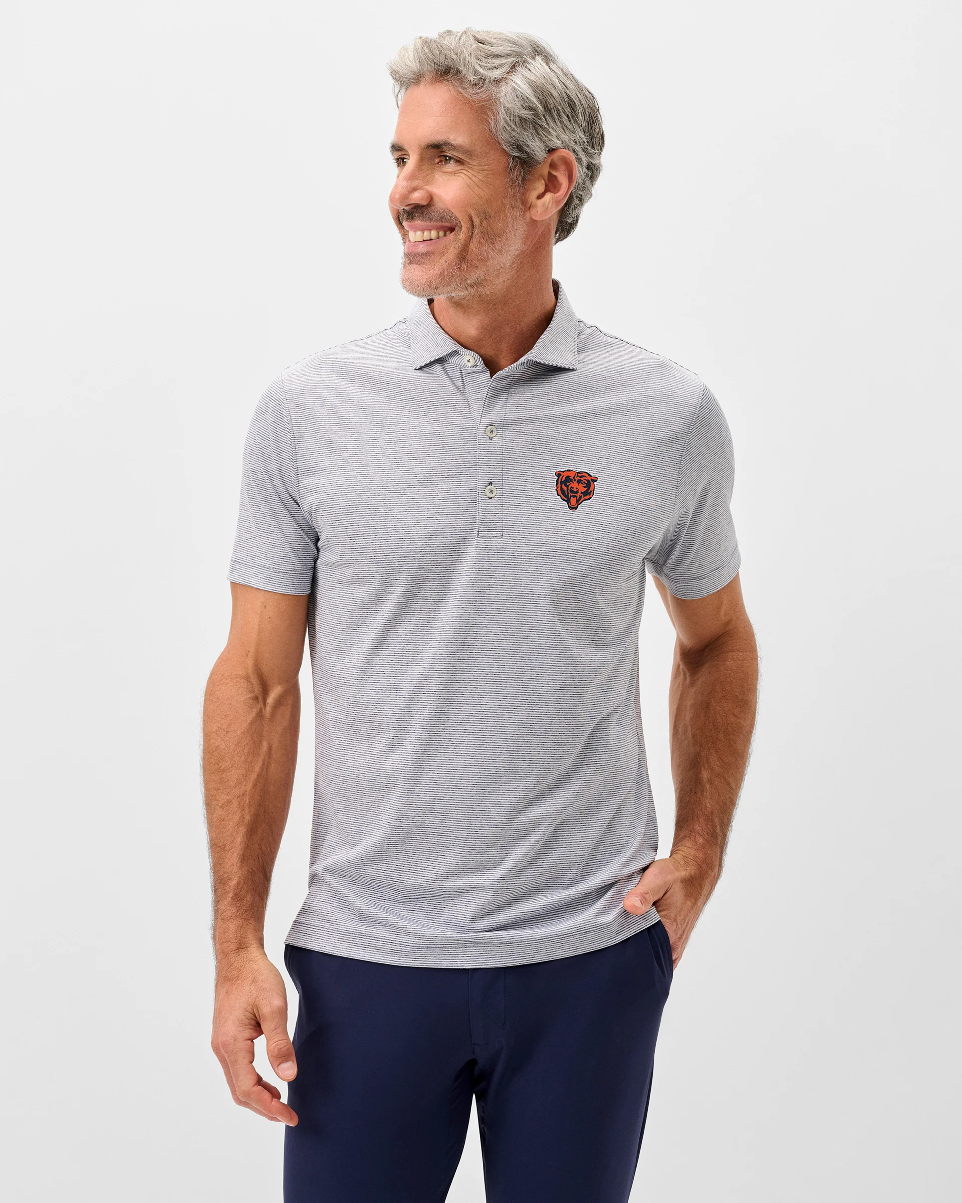 Chicago Bears Lyndonn Striped Performance Jersey Polo - Image 10