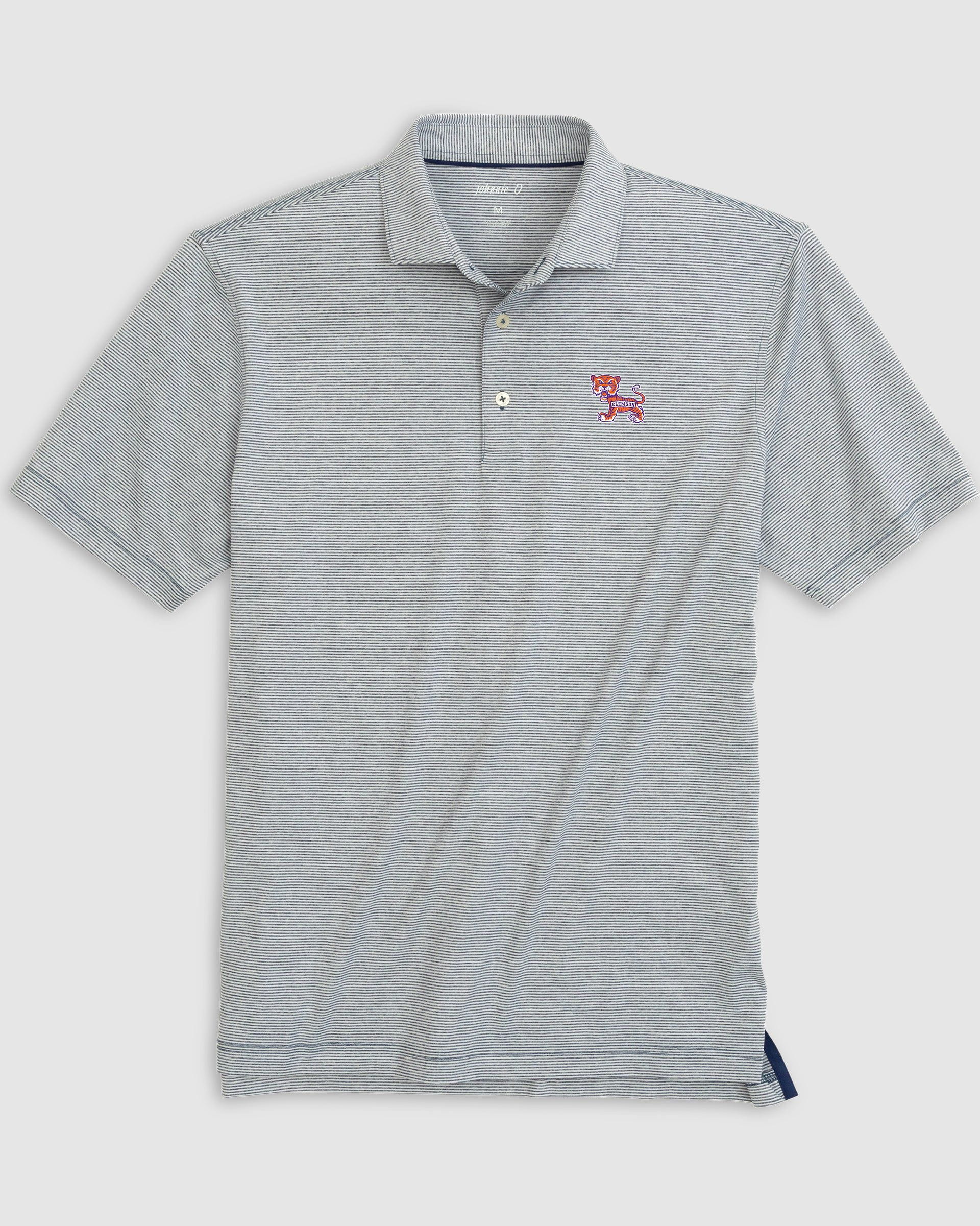 Clemson University Lyndonn Striped Jersey Performance Polo - Vault Logo - Image 5