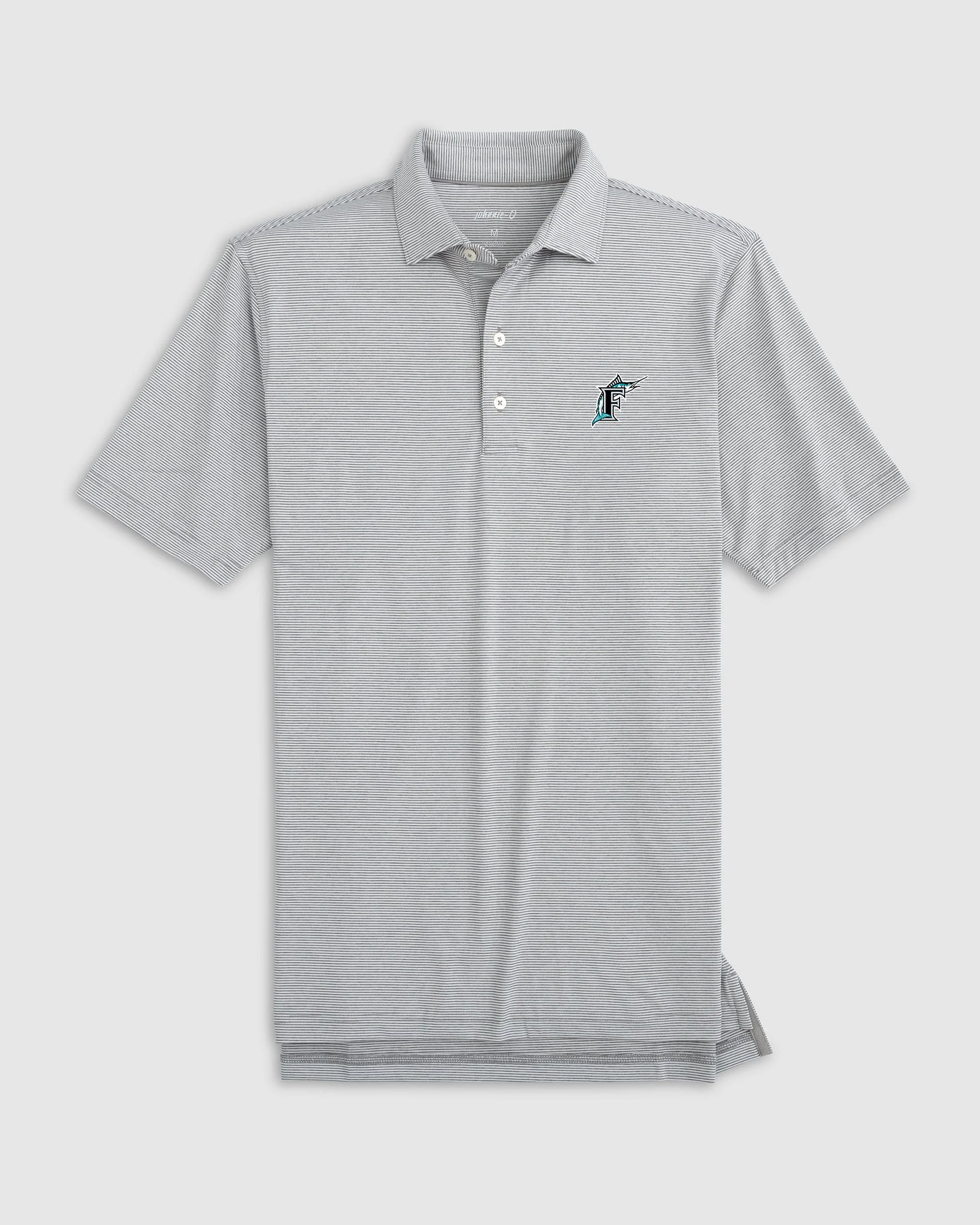 Miami Marlins Lyndonn Performance Jersey Striped Polo - Cooperstown Logo - Image 2