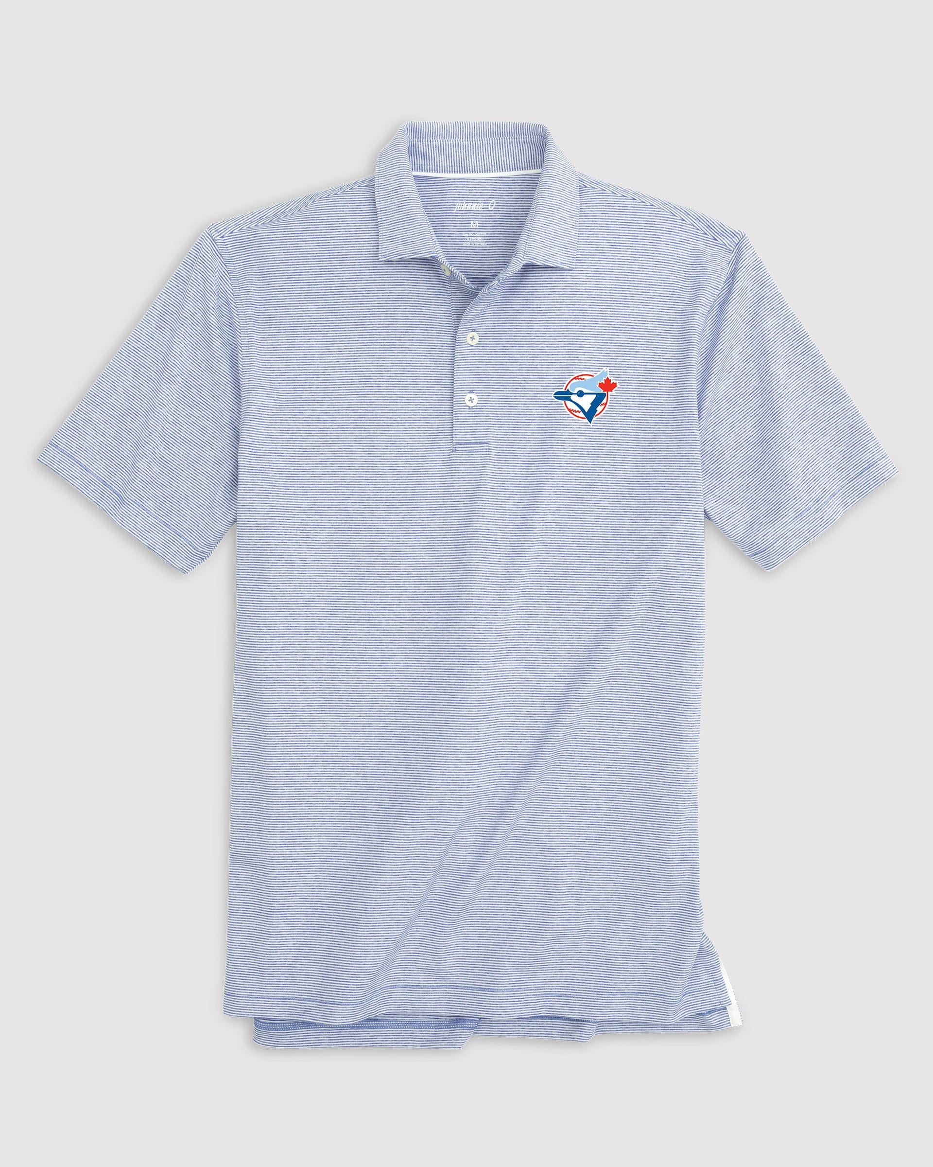 Toronto Blue Jays Lyndonn Performance Jersey Striped Polo - Cooperstown Logo - Image 4