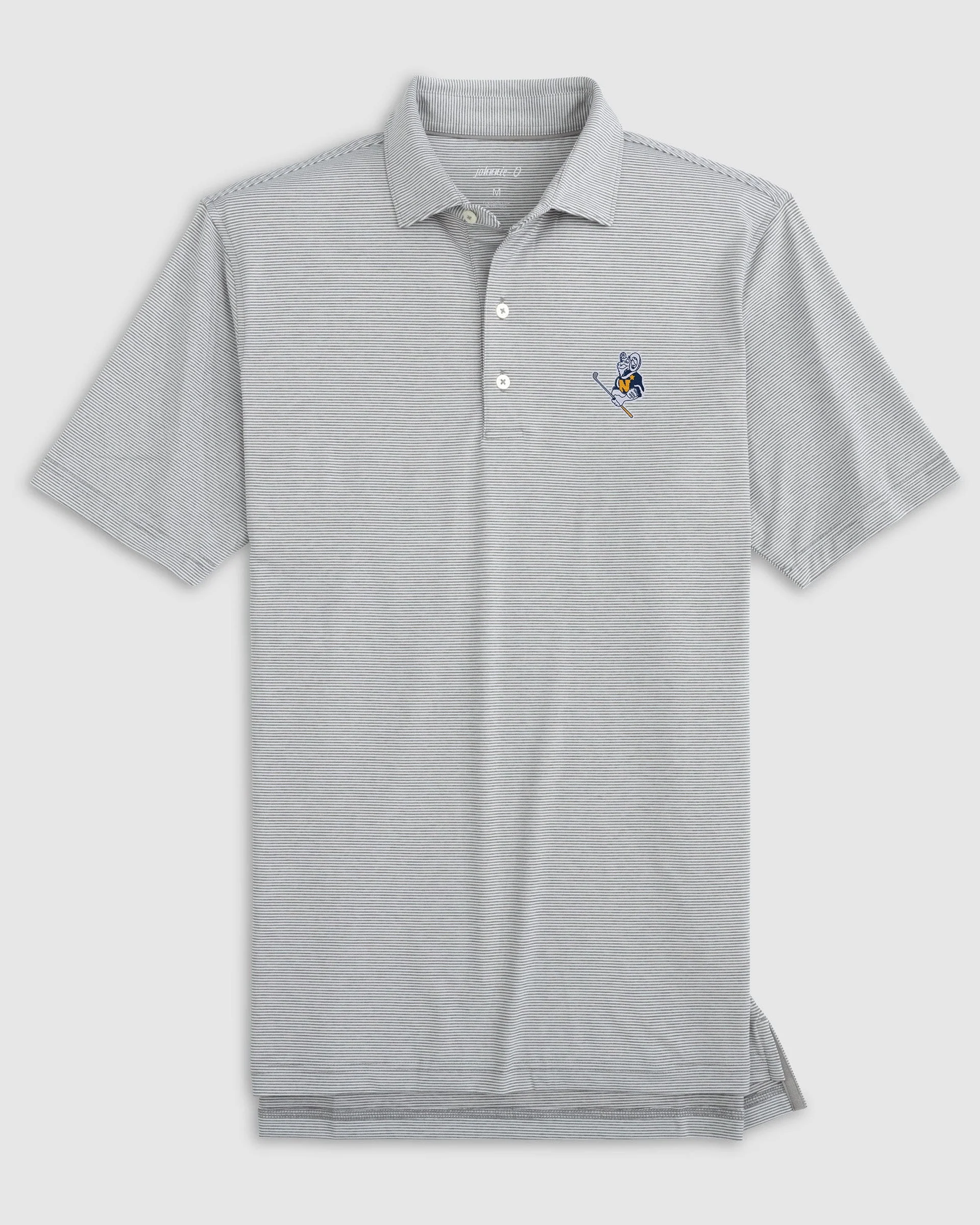 U.S. Naval Academy Lyndonn Striped Jersey Performance Polo - Golf Logo - Image 2