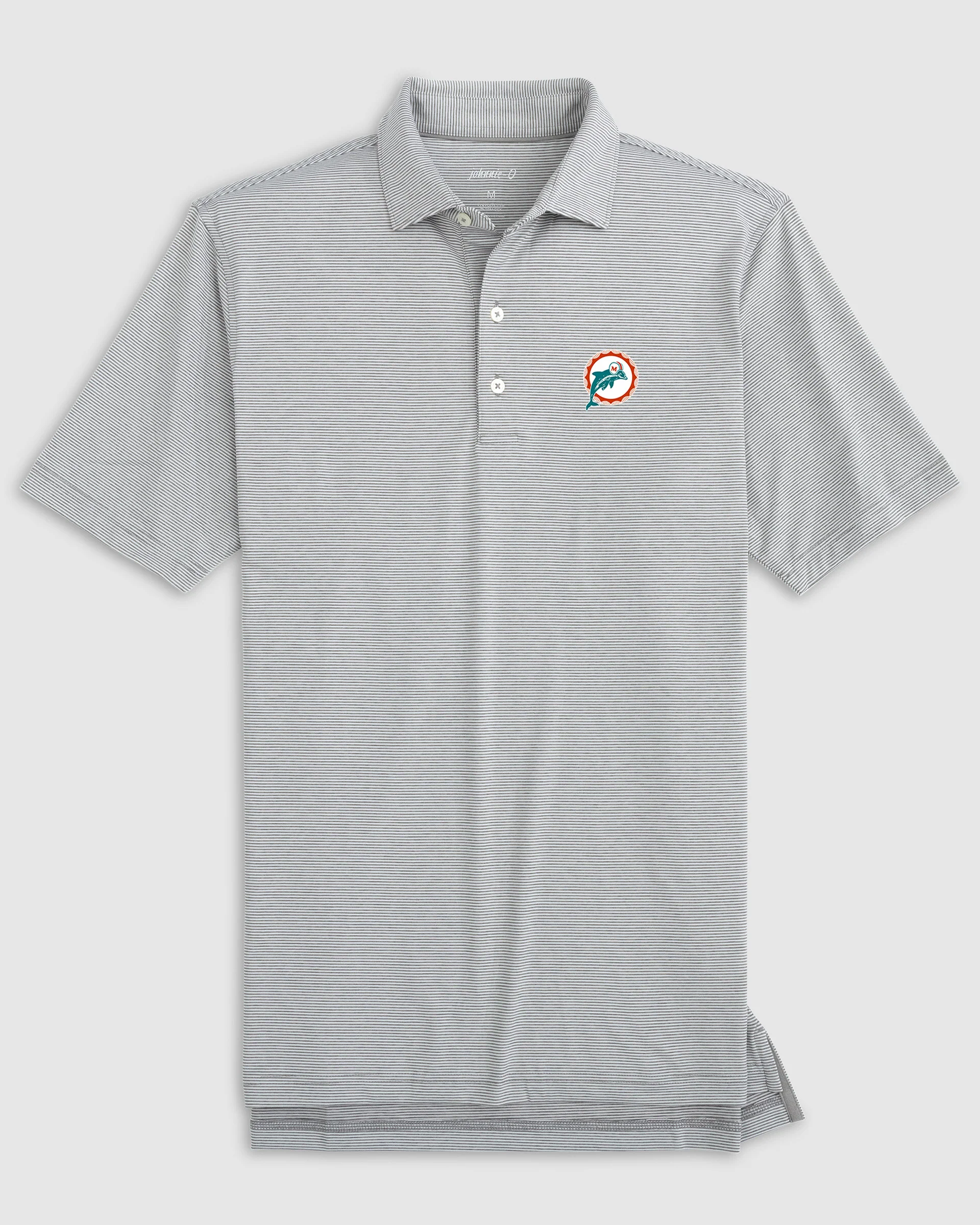 Miami Dolphins Lyndonn Striped Performance Jersey Polo - Classic Logo - Image 2