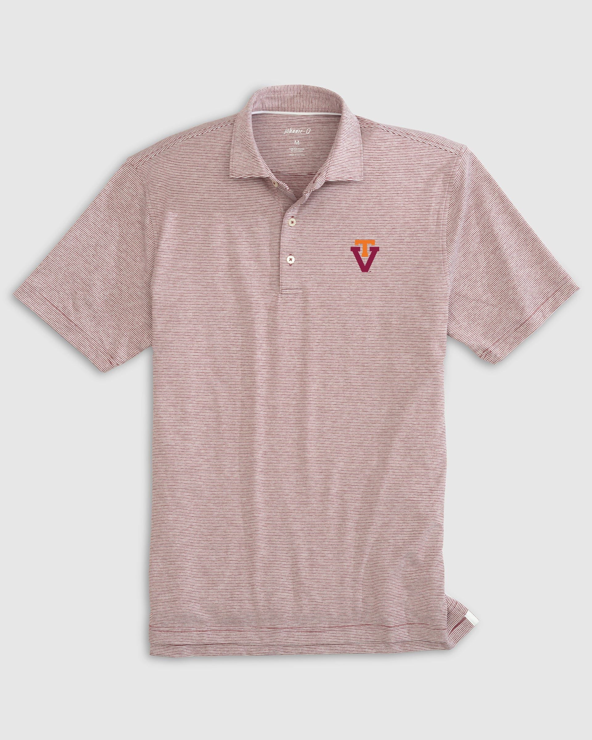 Virgina Tech Lyndonn Striped Jersey Performance Polo - Vault Logo