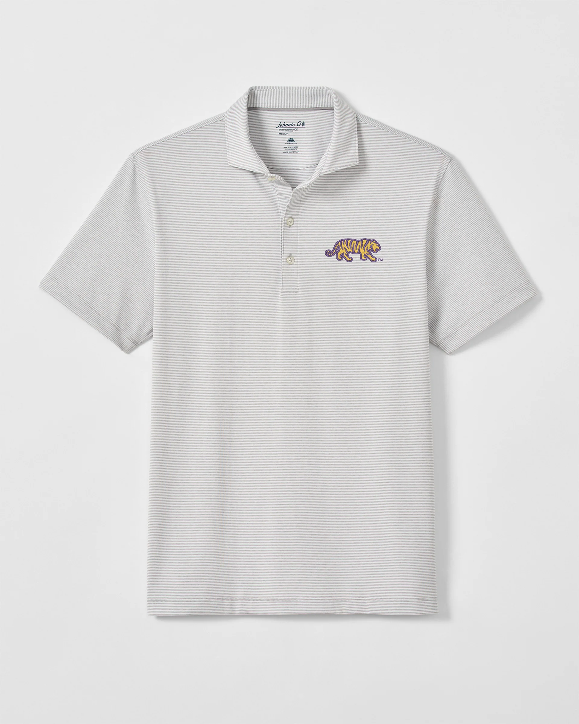 LSU Lyndonn Striped Jersey Performance Polo - Mike The Tiger Logo - Image 2