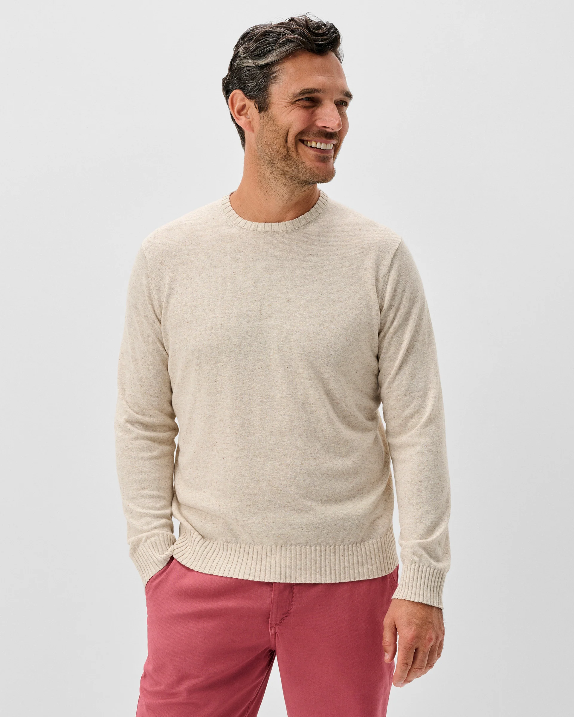 Albus Heathered Linen Blend Crewneck Sweater