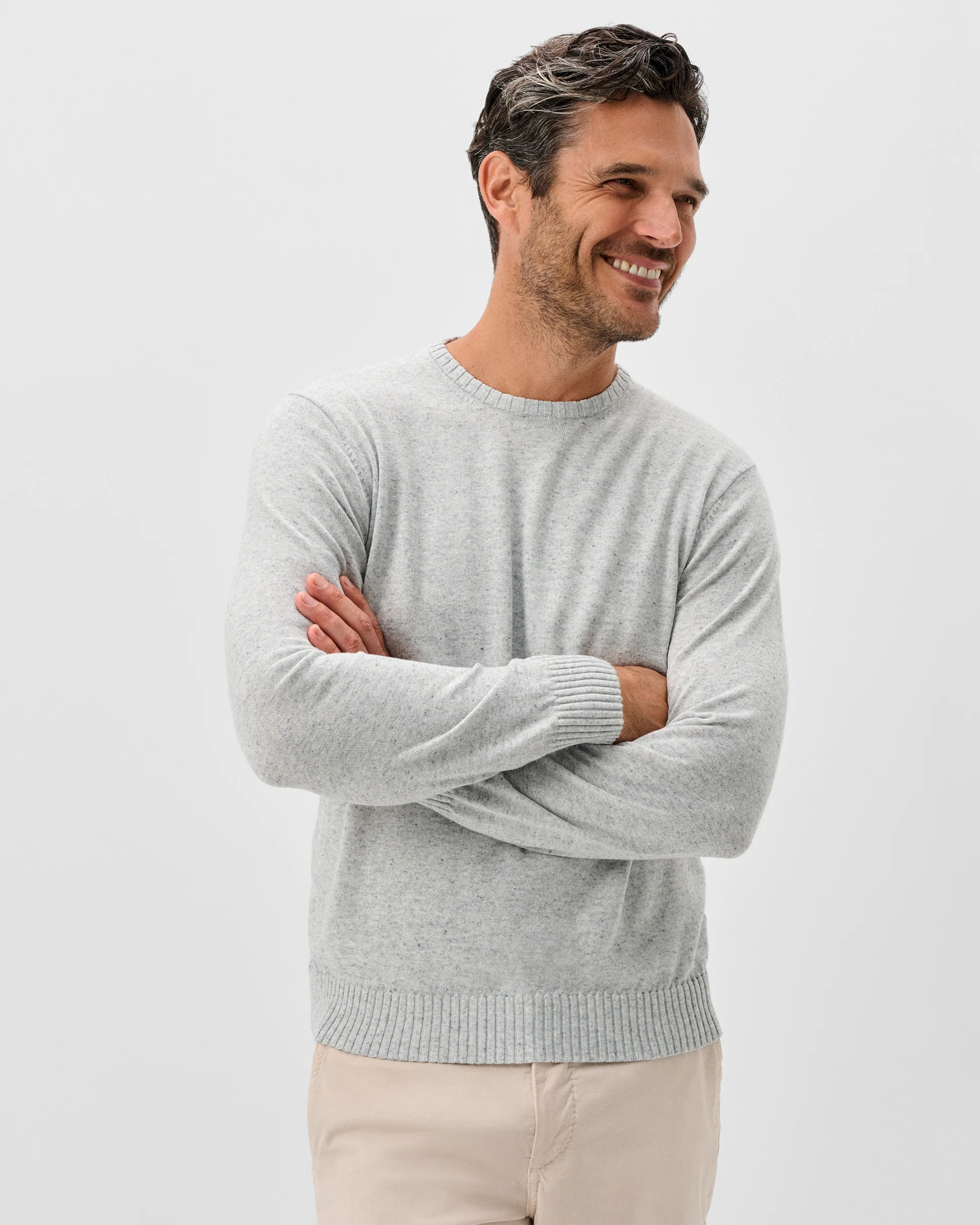 Albus Heathered Linen Blend Crewneck Sweater