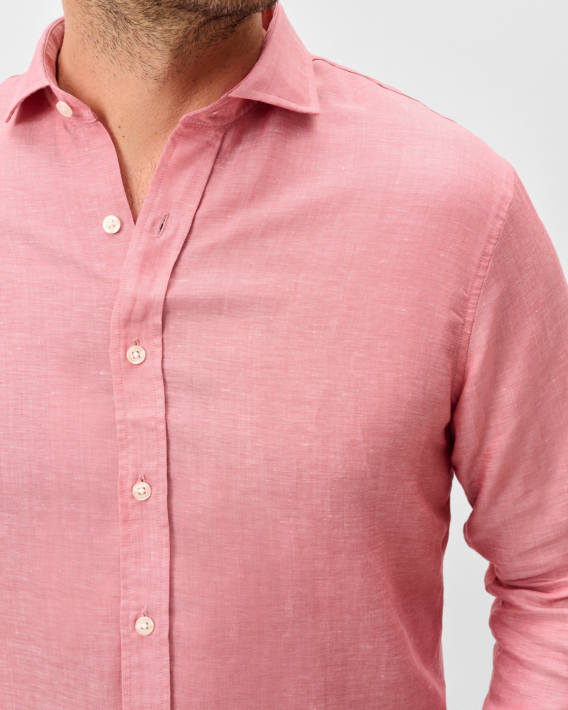 Linen Blend Button Down Shirt - McCarthy Solid - Image 2
