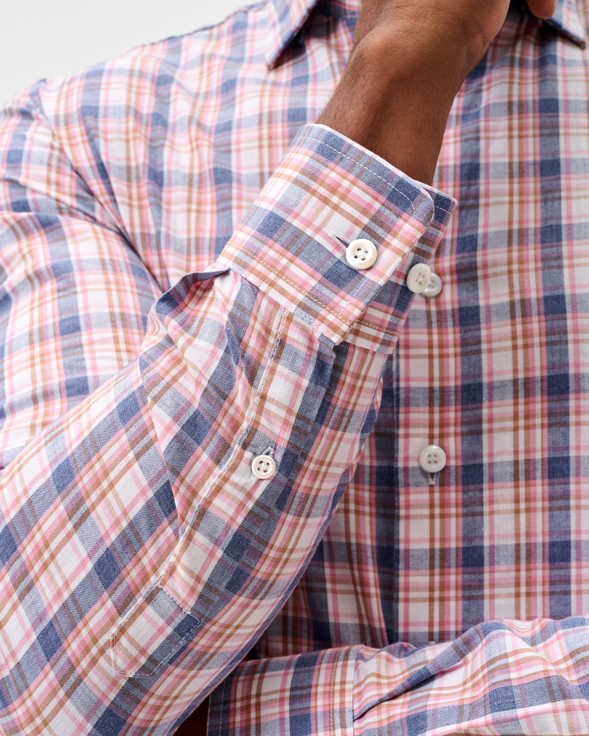 Slub Cotton Button Down Shirt - Jordi Plaid - Image 3
