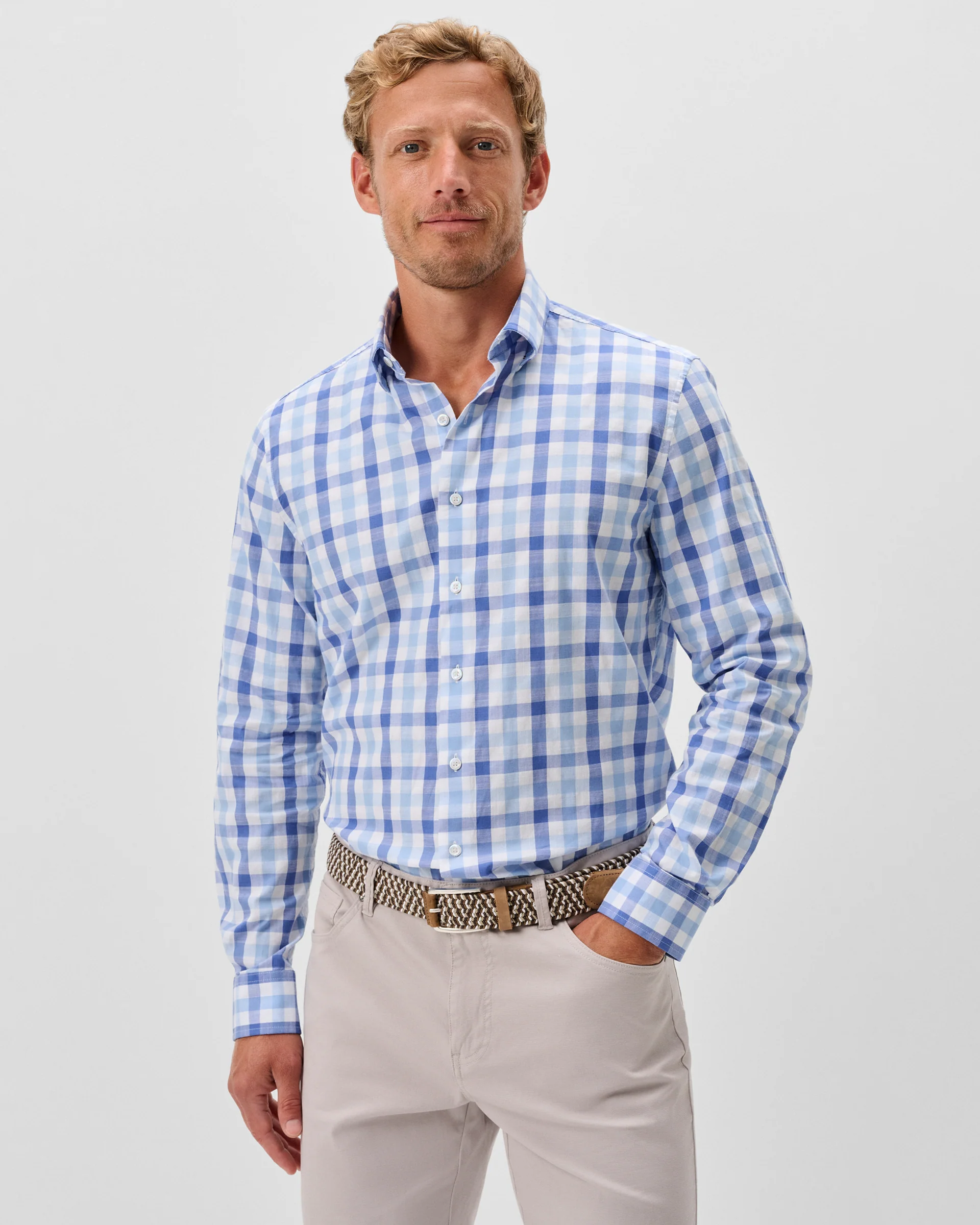 Slub Cotton Button Down Shirt - Candler Exploded Check