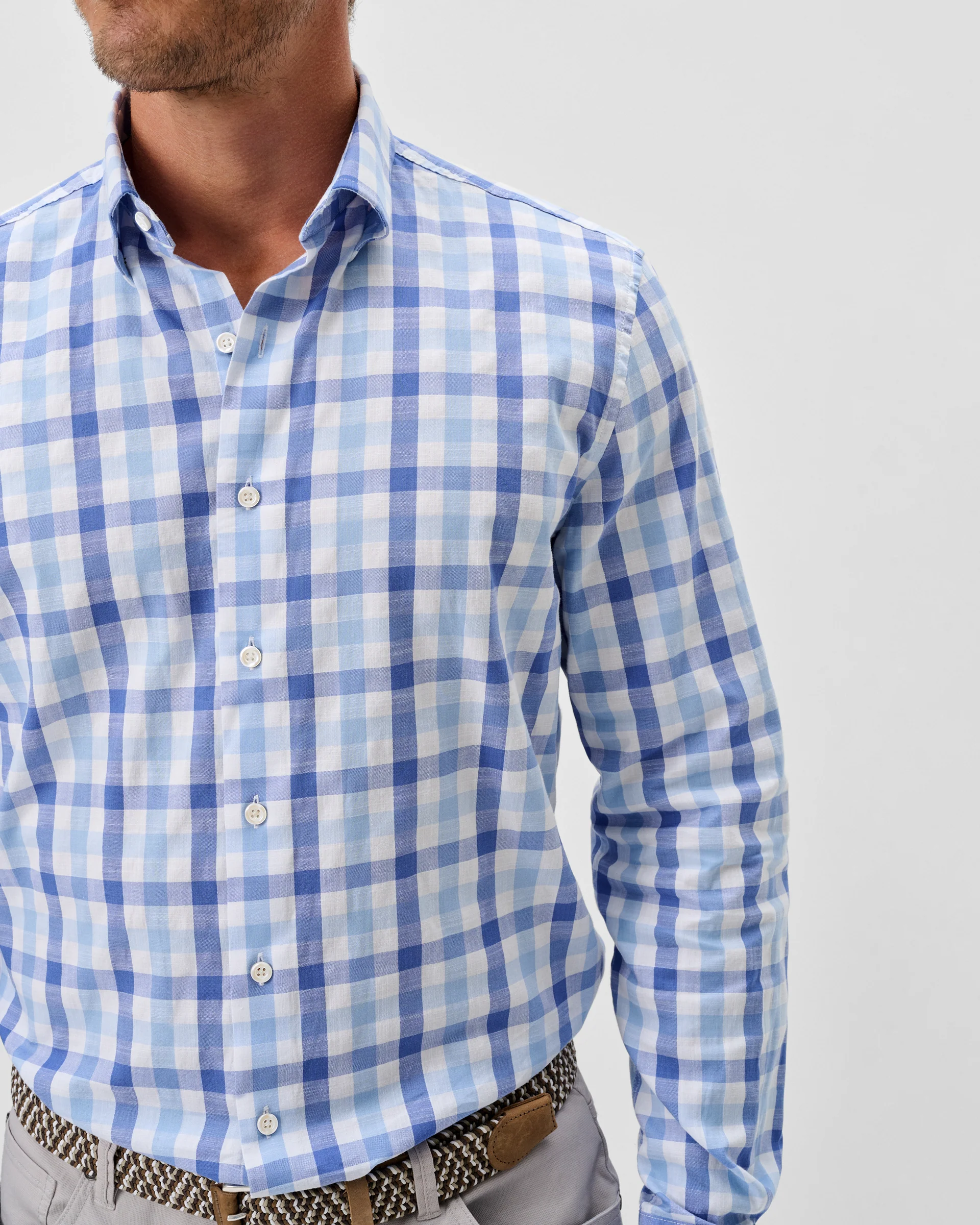 Slub Cotton Button Down Shirt - Candler Exploded Check - Image 3