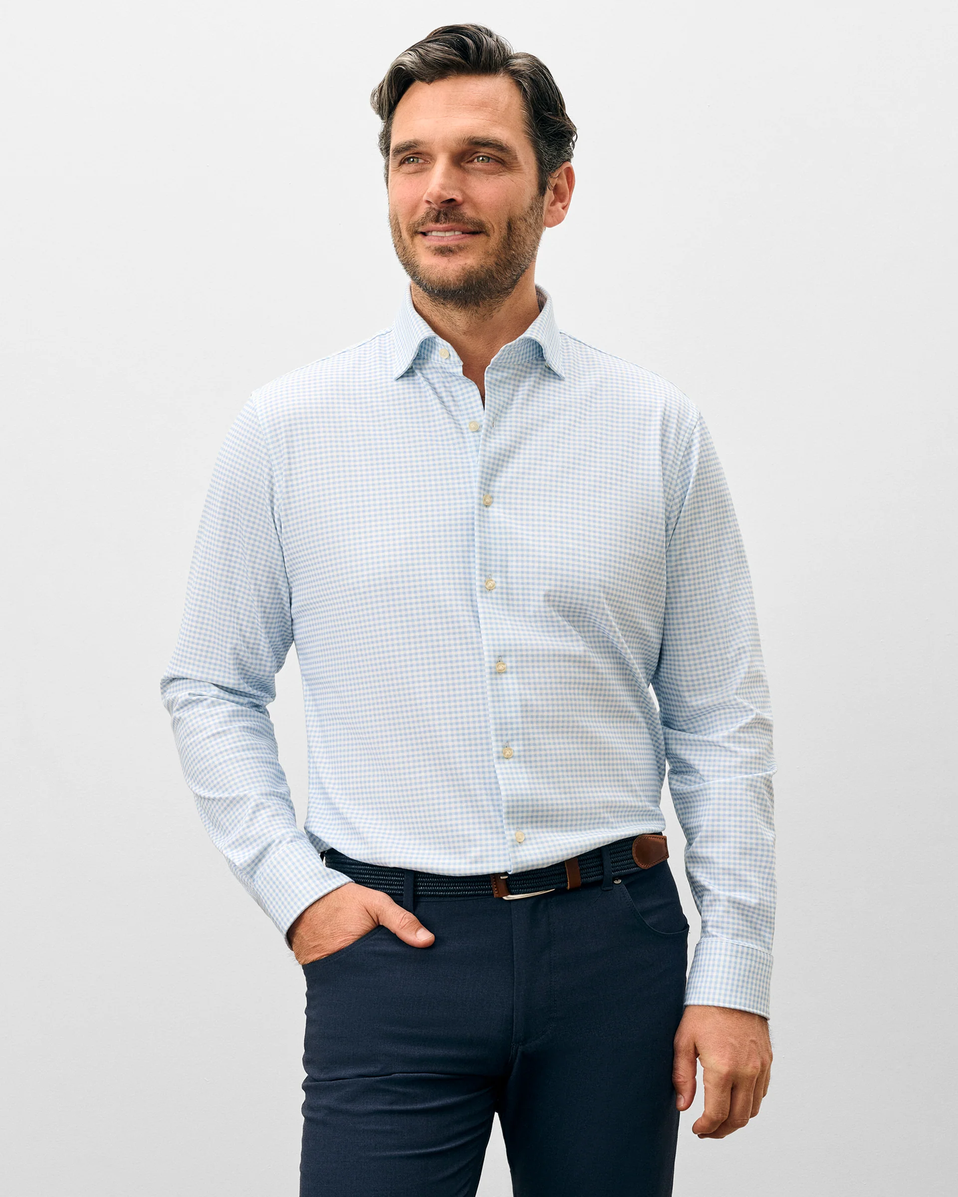Fine Pique Knit Button Down Shirt - Albro Check