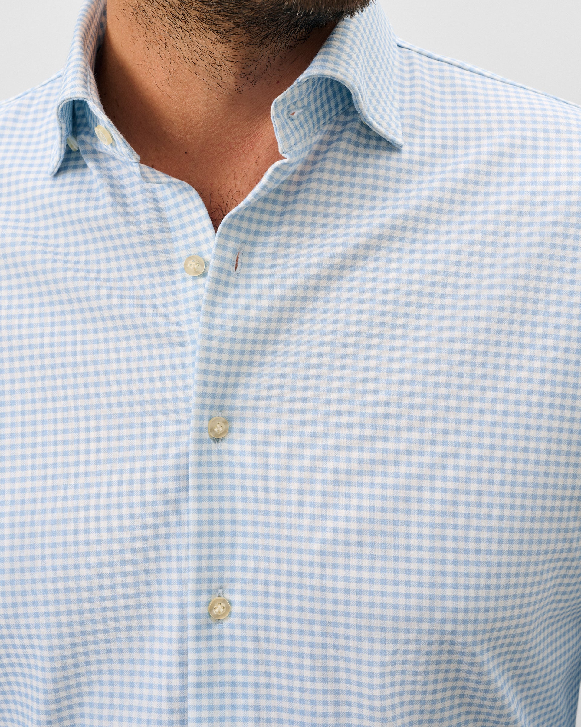 Fine Pique Knit Button Down Shirt - Albro Check - Image 2