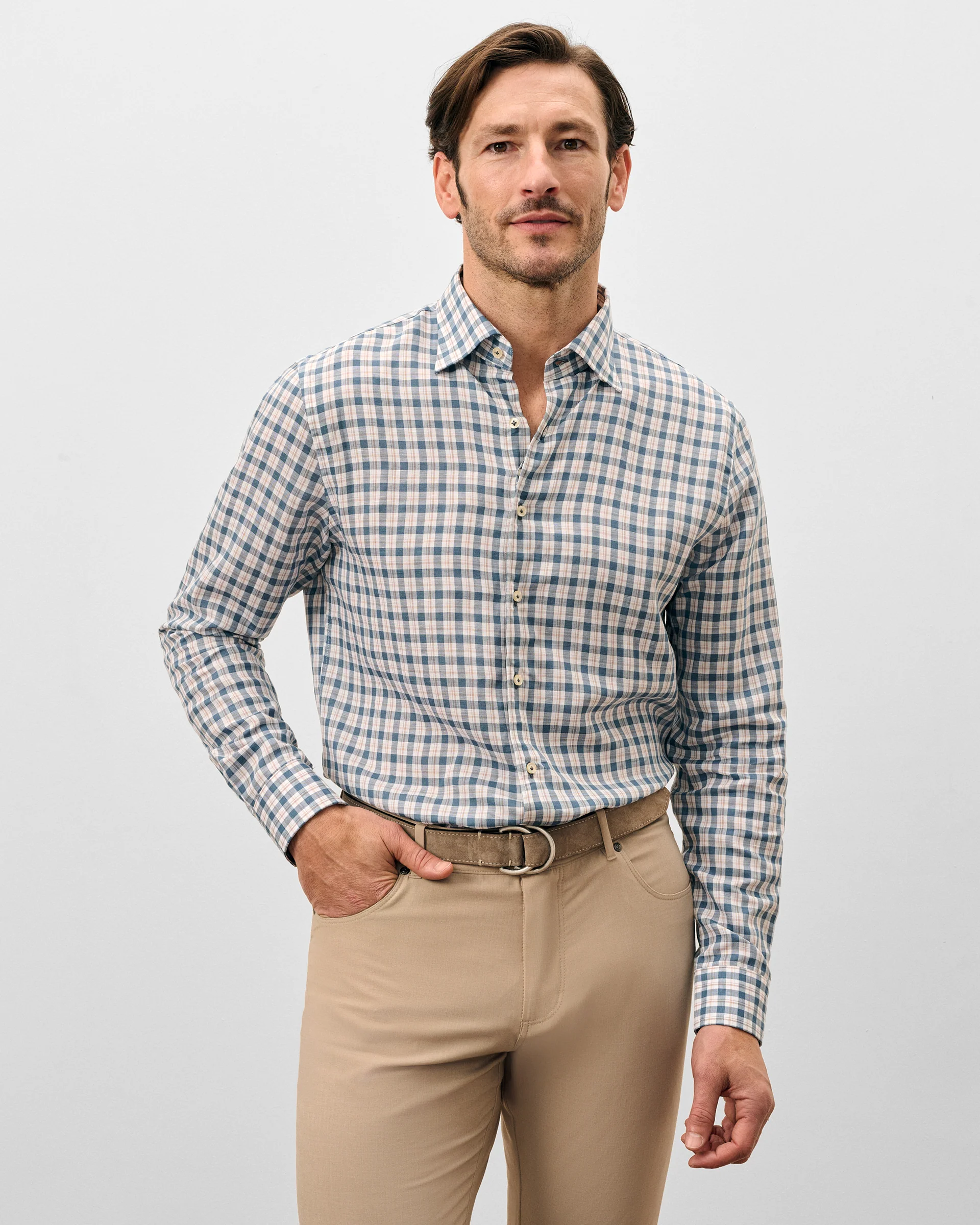 Linen Blend Button Down Shirt - Tad Pane